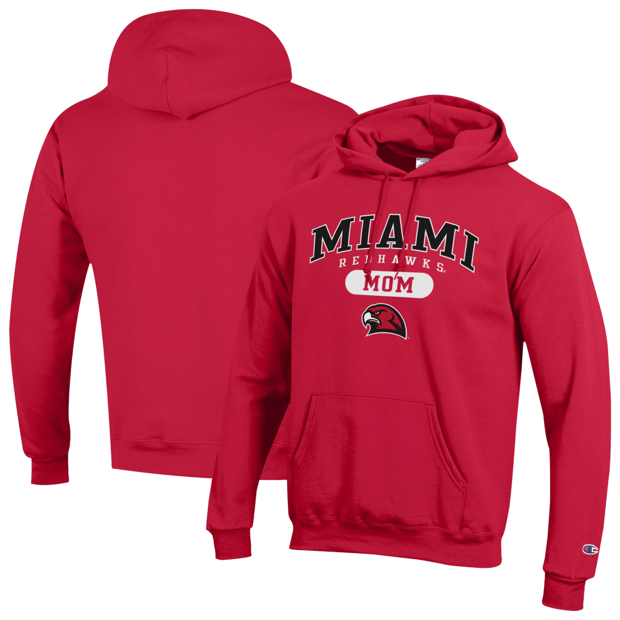 Women's Champion Red Miami University RedHawks Mom Pill Box Eco Powerblend Hoodie
