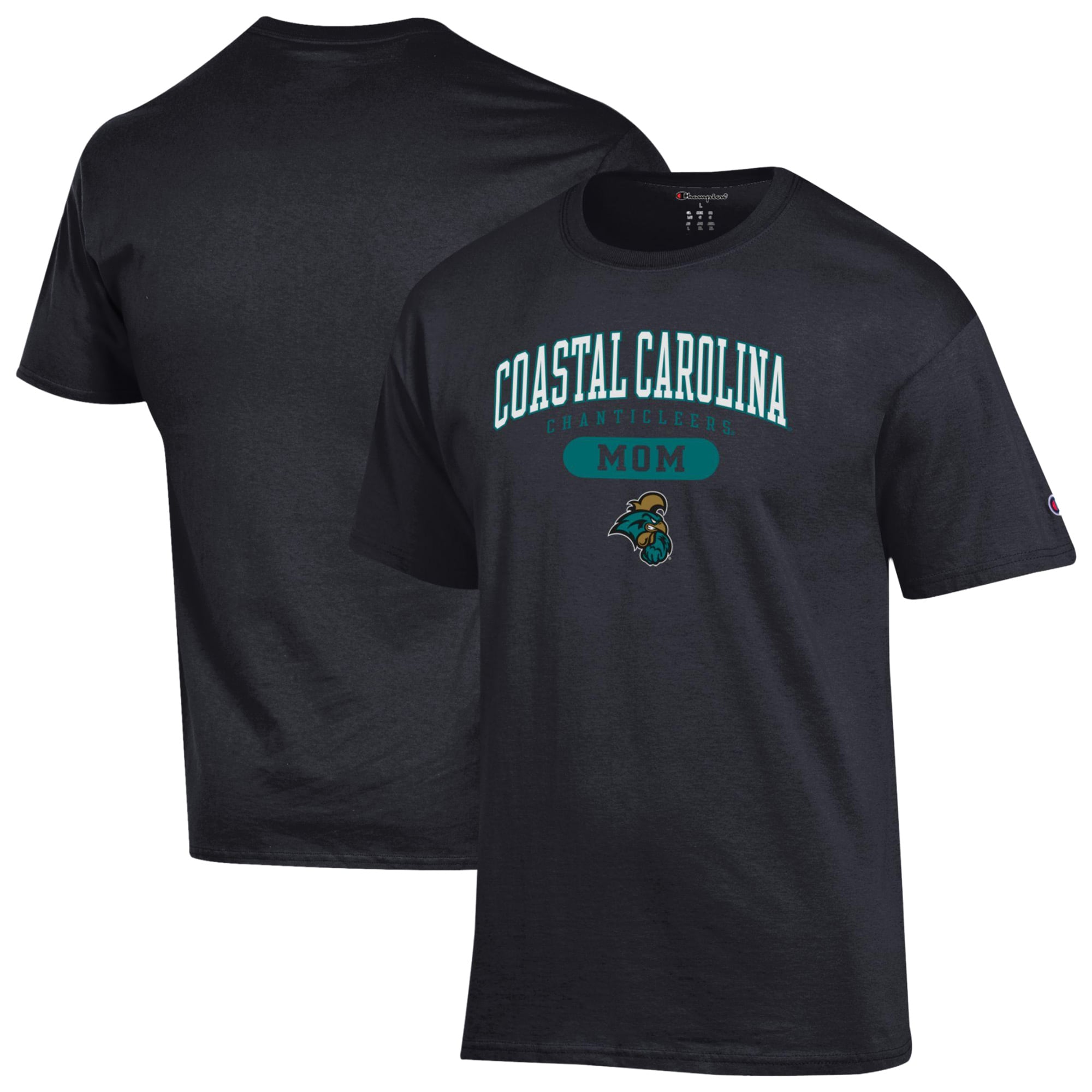 Women's Champion Black Coastal Carolina Chanticleers Mom Pill Box Jersey T-Shirt