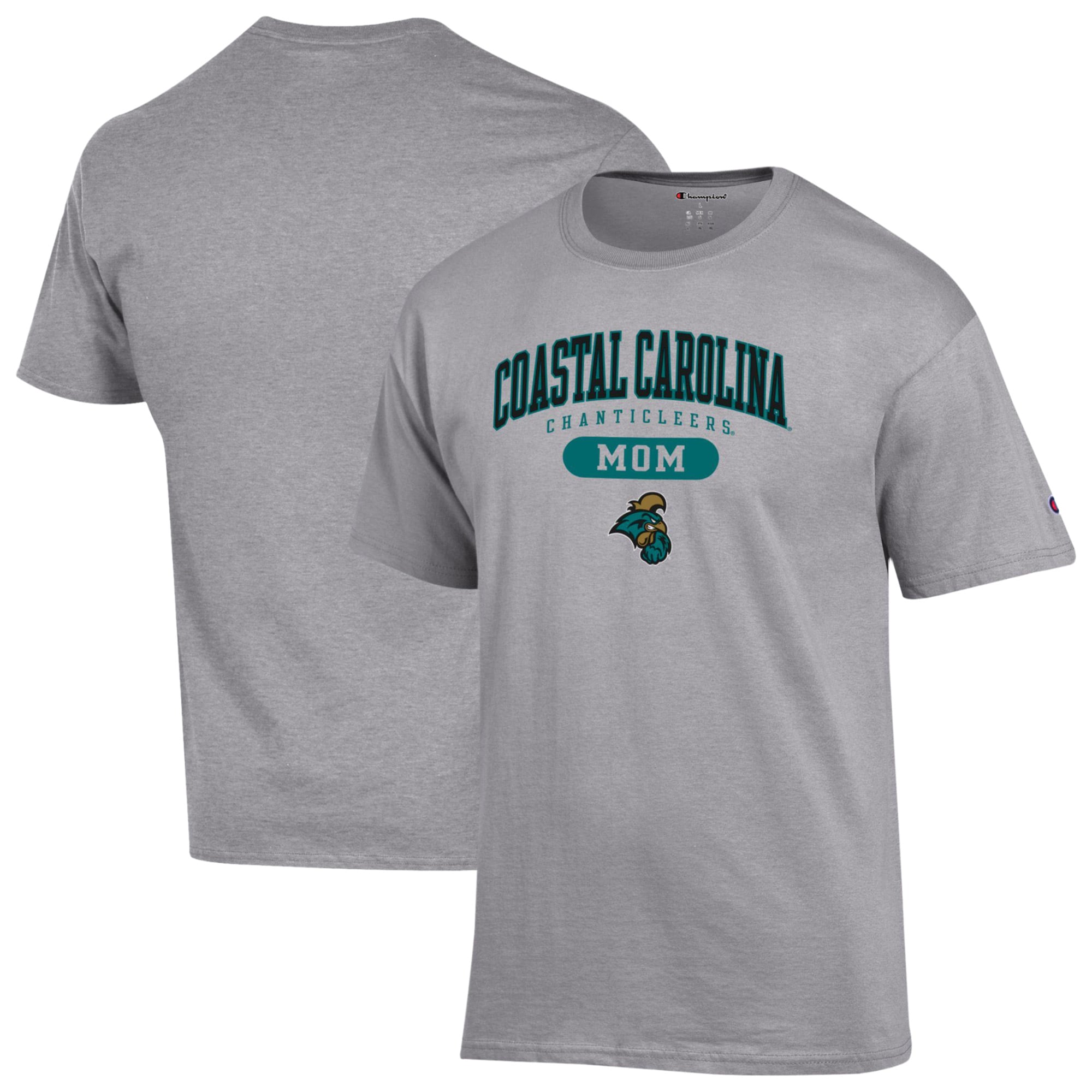 Women's Champion Gray Coastal Carolina Chanticleers Mom Pill Box Jersey T-Shirt