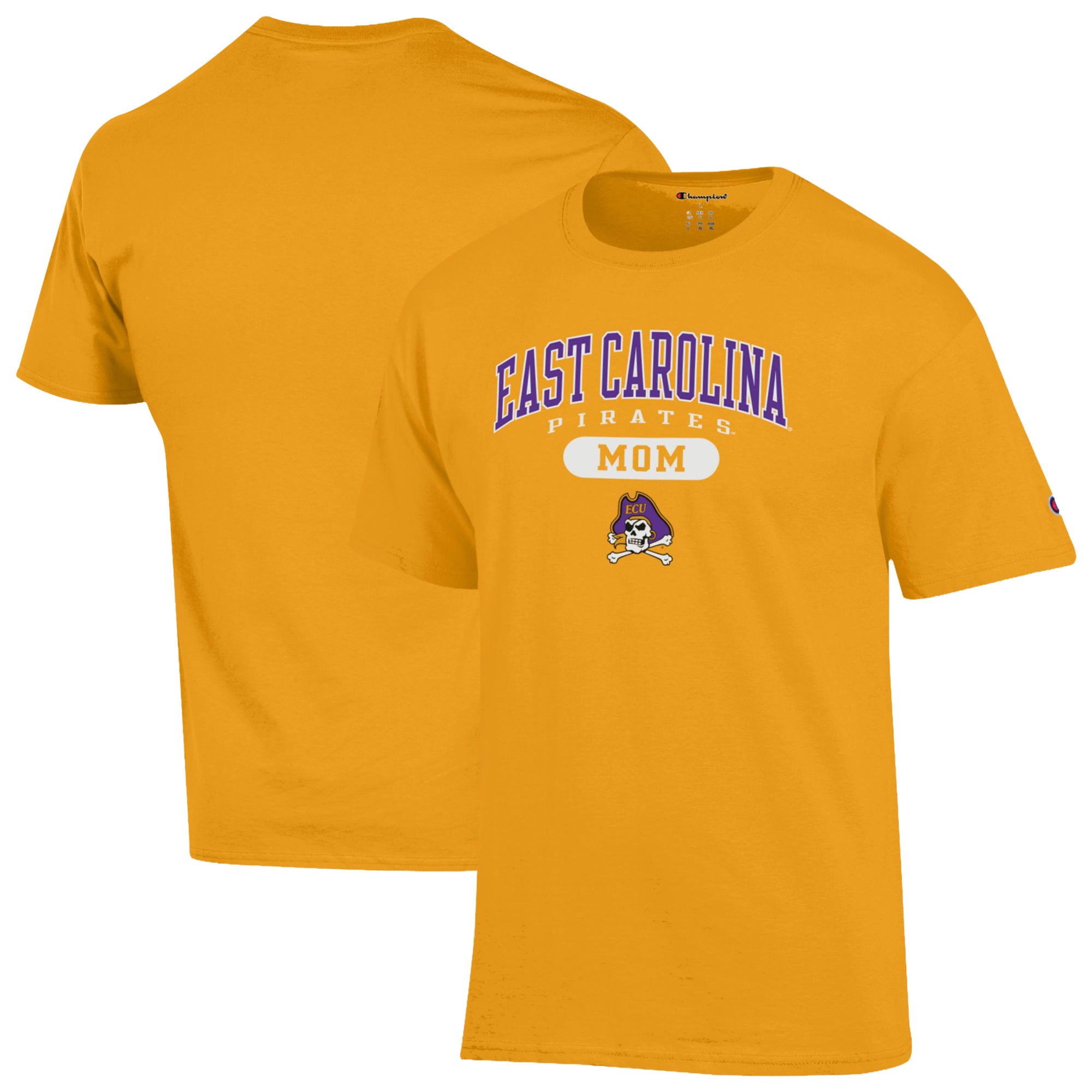 Women's Champion Gold ECU Pirates Mom Pill Box Jersey T-Shirt