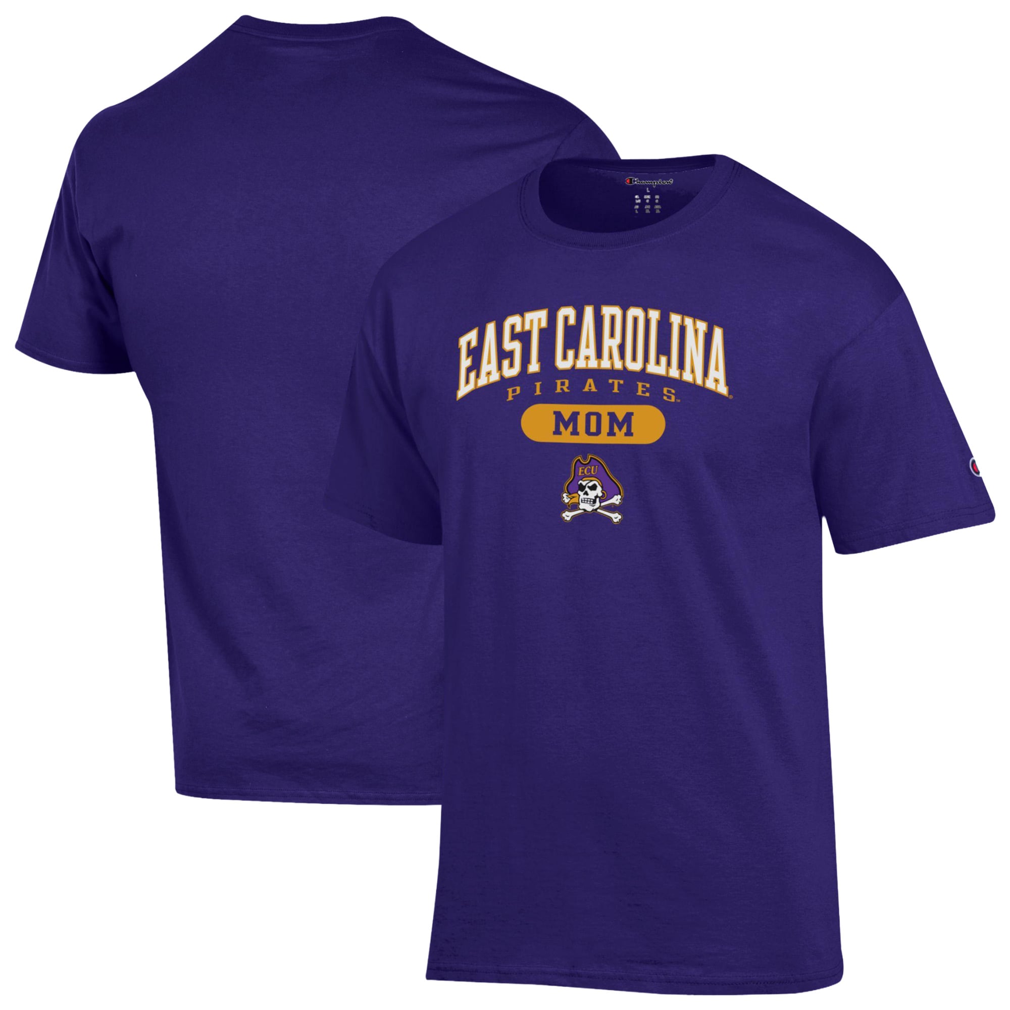 Women's Champion Purple ECU Pirates Mom Pill Box Jersey T-Shirt