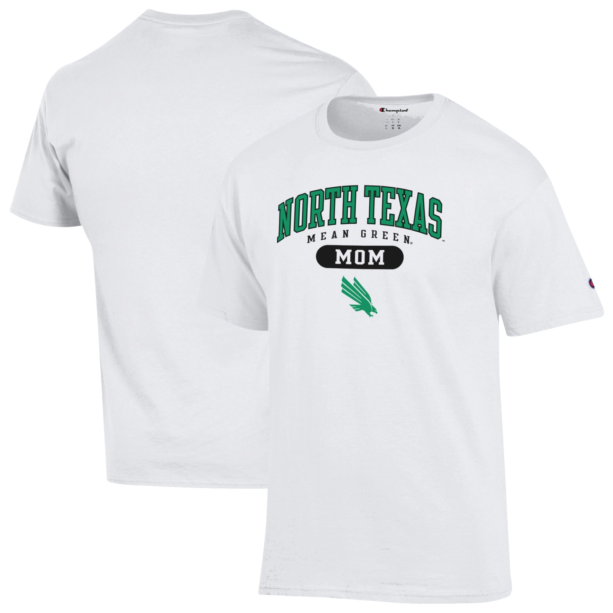 Women's Champion White North Texas Mean Green Mom Pill Box Jersey T-Shirt