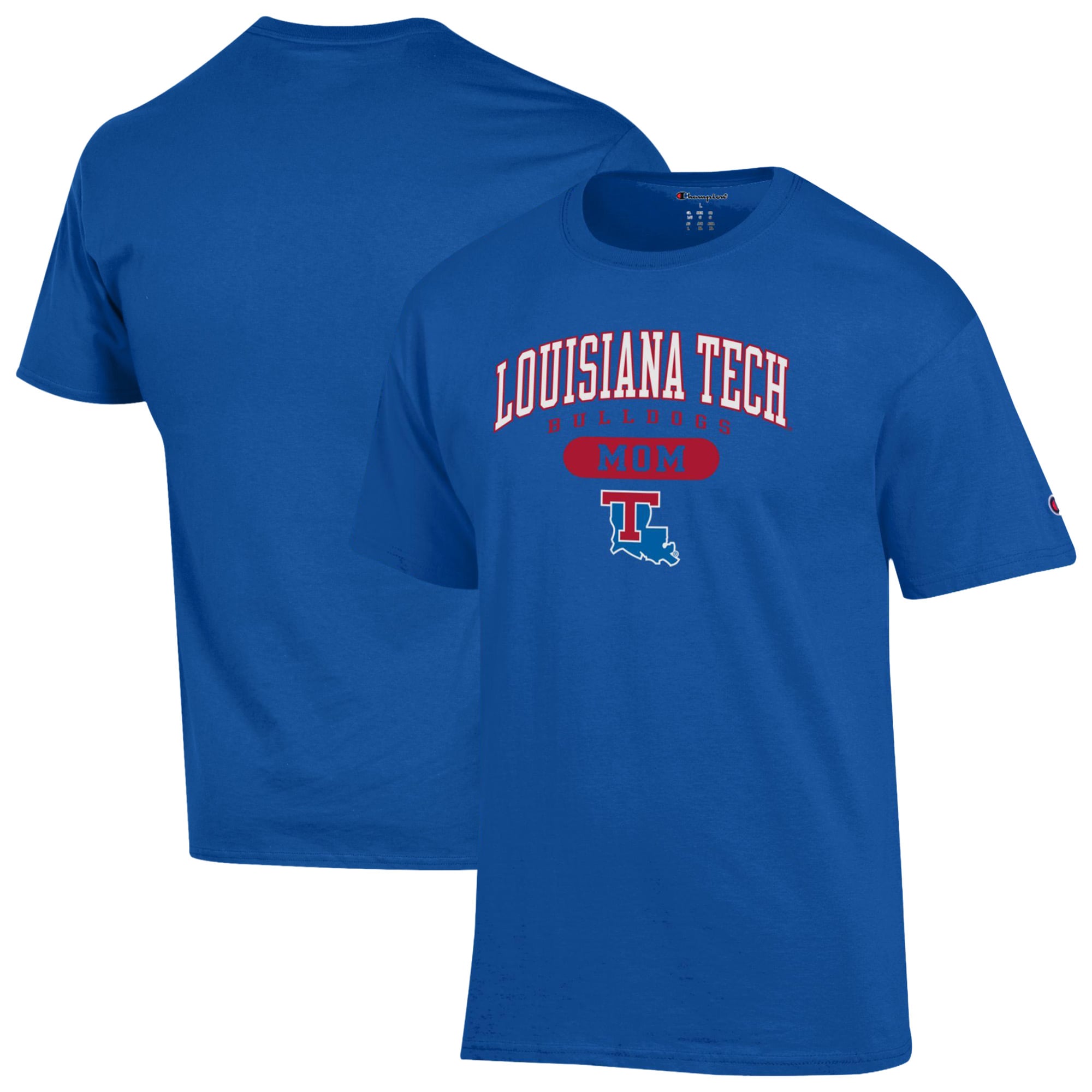 Women's Champion Blue Louisiana Tech Bulldogs Mom Pill Box Jersey T-Shirt