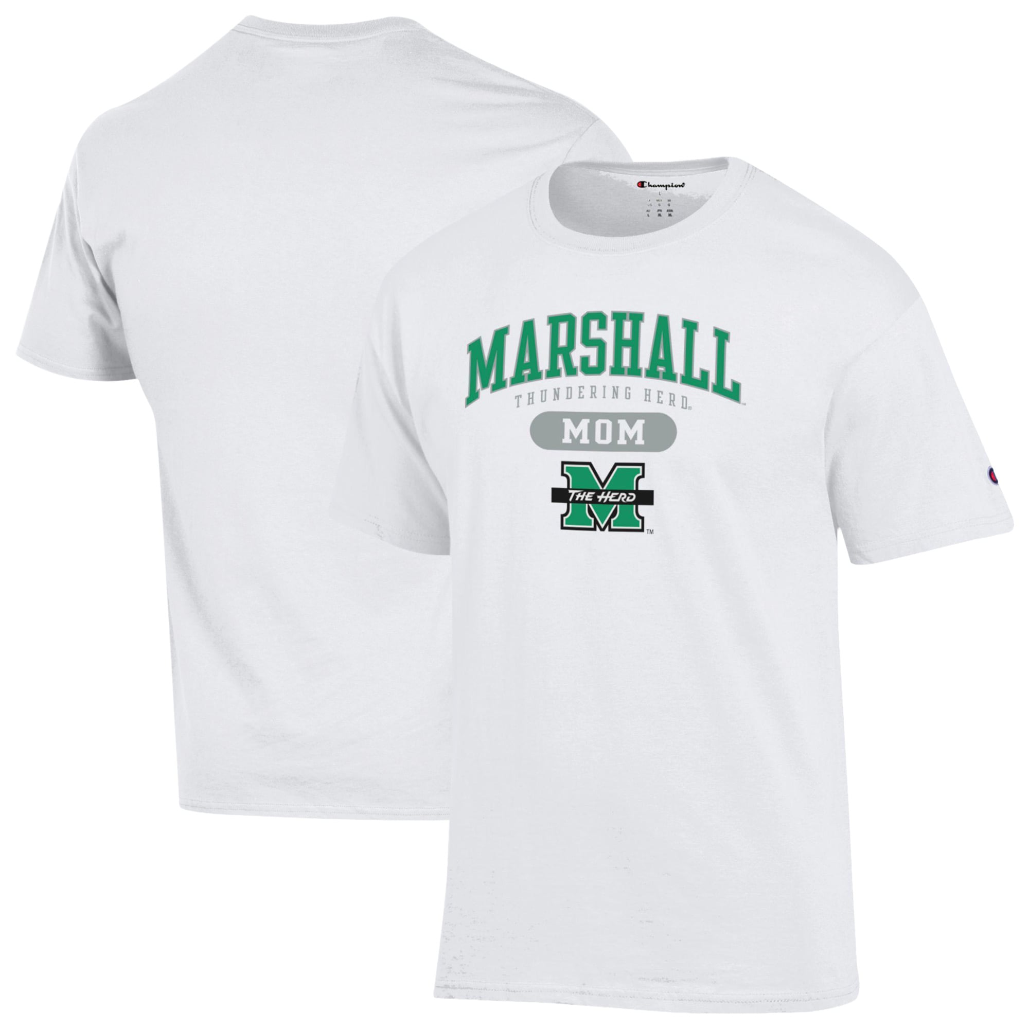 Women's Champion White Marshall Thundering Herd Mom Pill Box Jersey T-Shirt