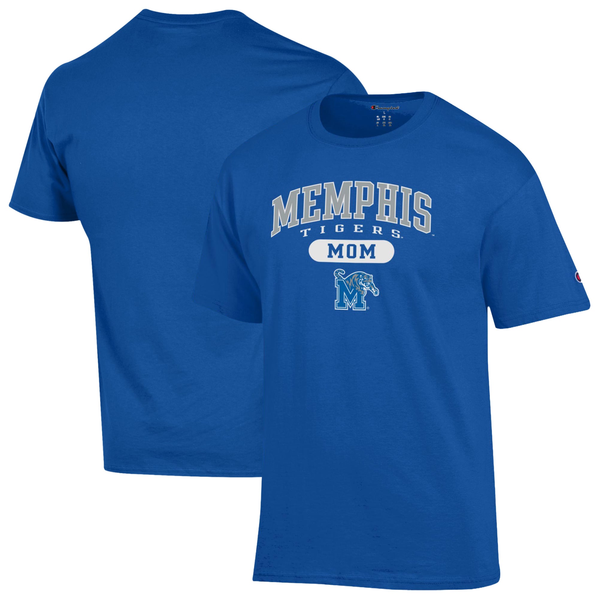 Women's Champion Blue Memphis Tigers Mom Pill Box Jersey T-Shirt