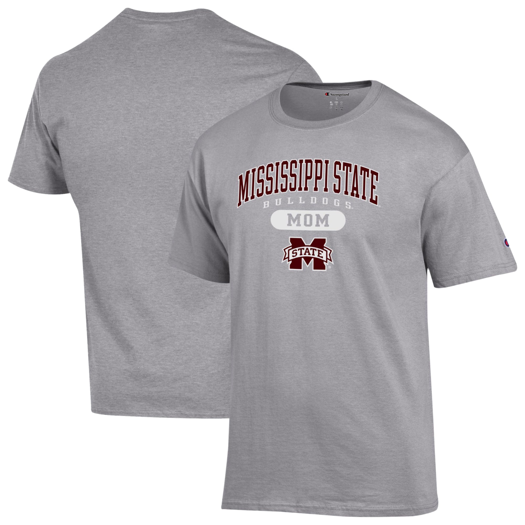 Women's Champion Gray Mississippi State Bulldogs Mom Pill Box Jersey T-Shirt