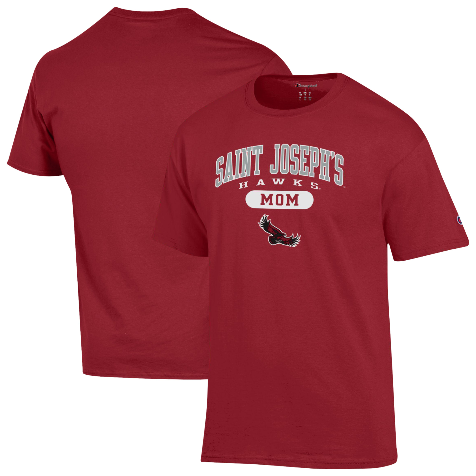 Women’s Champion Crimson Saint Joseph’s Hawks Mom Pill Box Jersey T-Shirt