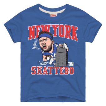Youth Homage Cam Skattebo Royal New York Giants Caricature Tri-Blend T-Shirt