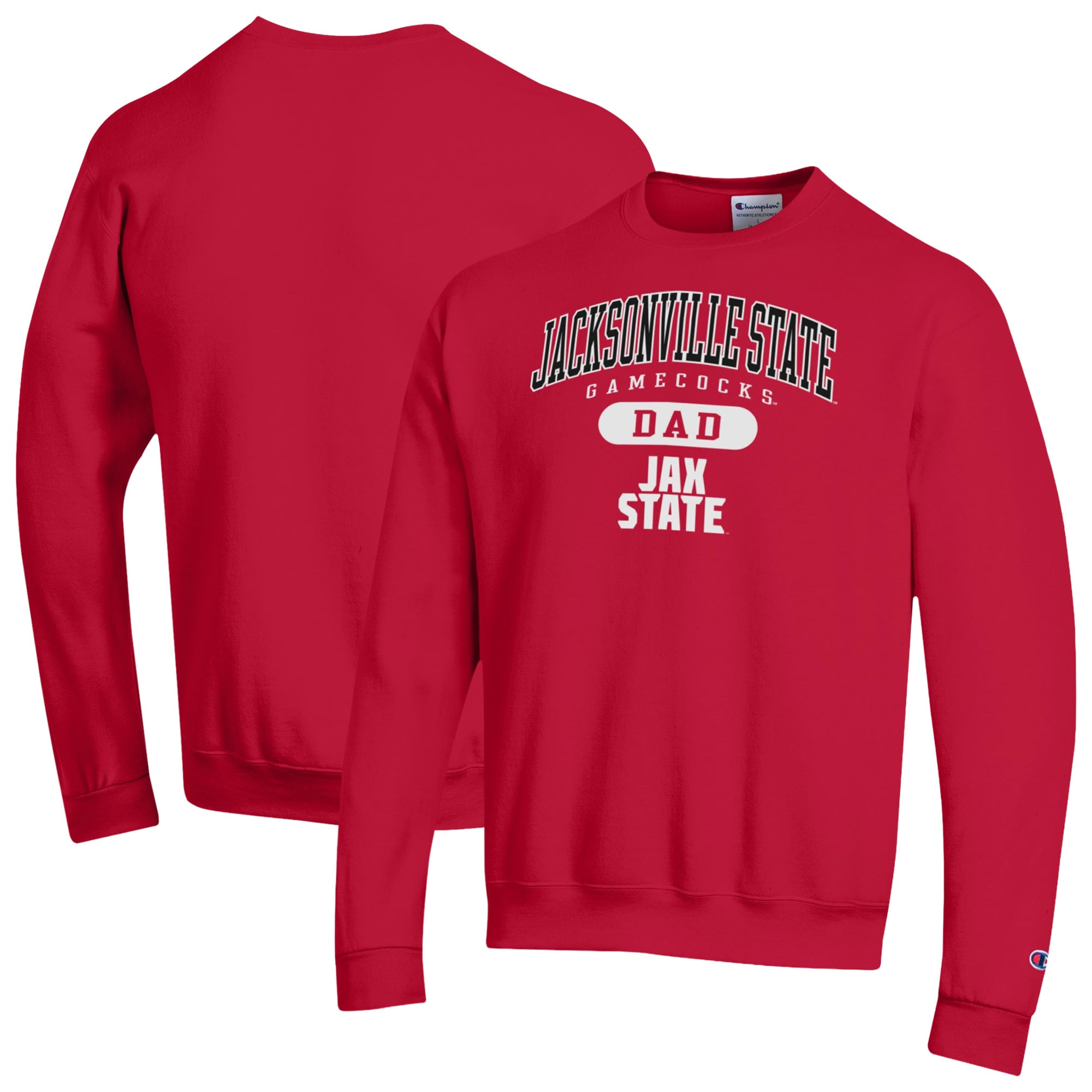 Men's Champion Red Jacksonville State Gamecocks Dad Pill Box Eco Powerblend Sweatshirt