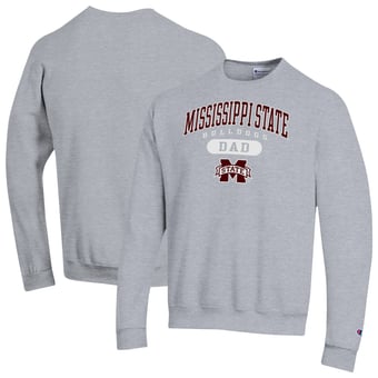 Men's Champion Gray Mississippi State Bulldogs Dad Pill Box Eco Powerblend Sweatshirt
