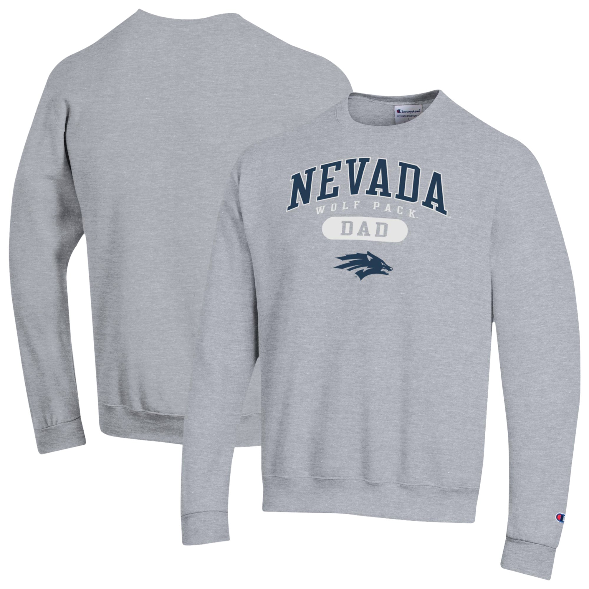 Men's Champion Gray Nevada Wolf Pack Dad Pill Box Eco Powerblend Sweatshirt
