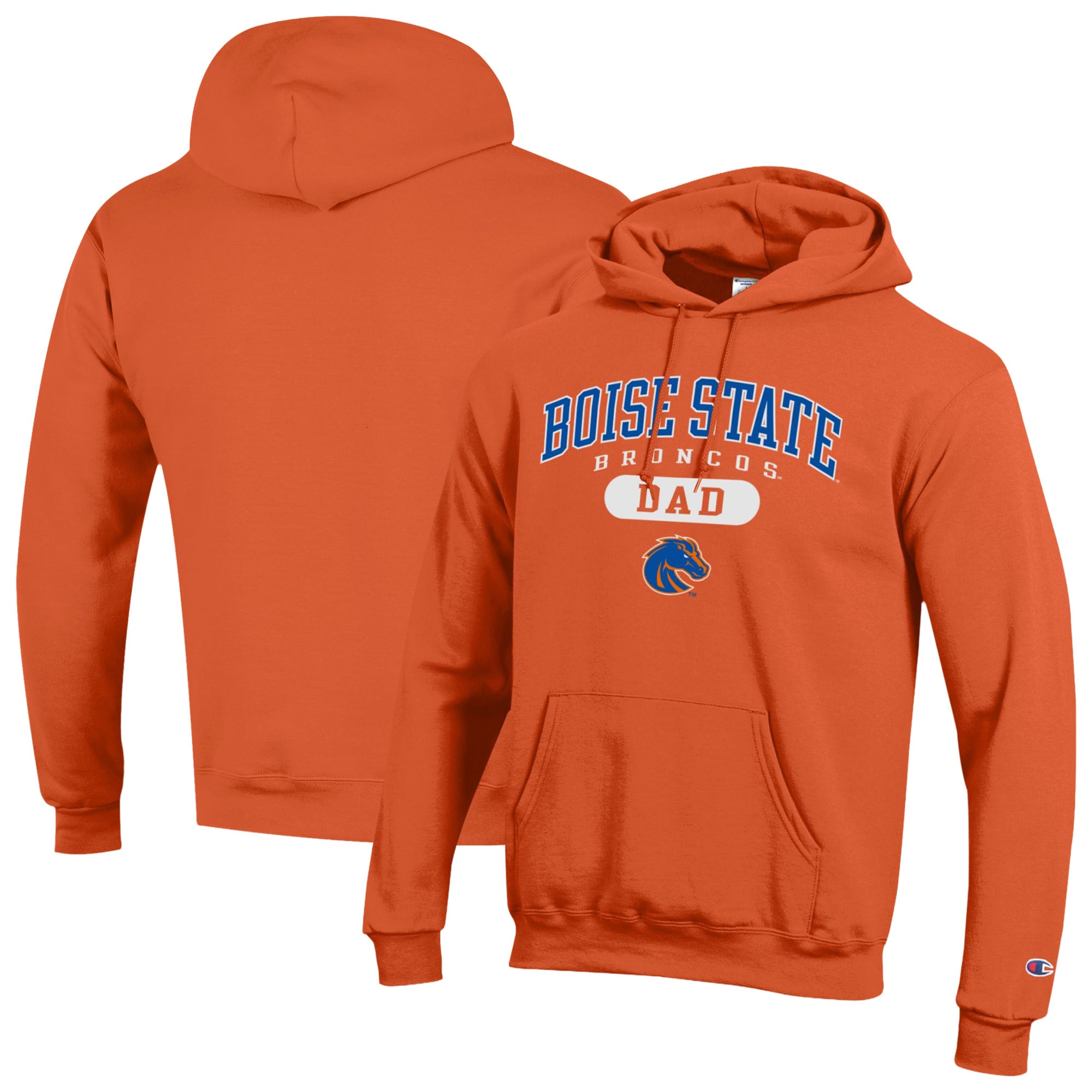 Men's Champion Orange Boise State Broncos Dad Pill Box Eco Powerblend Hoodie