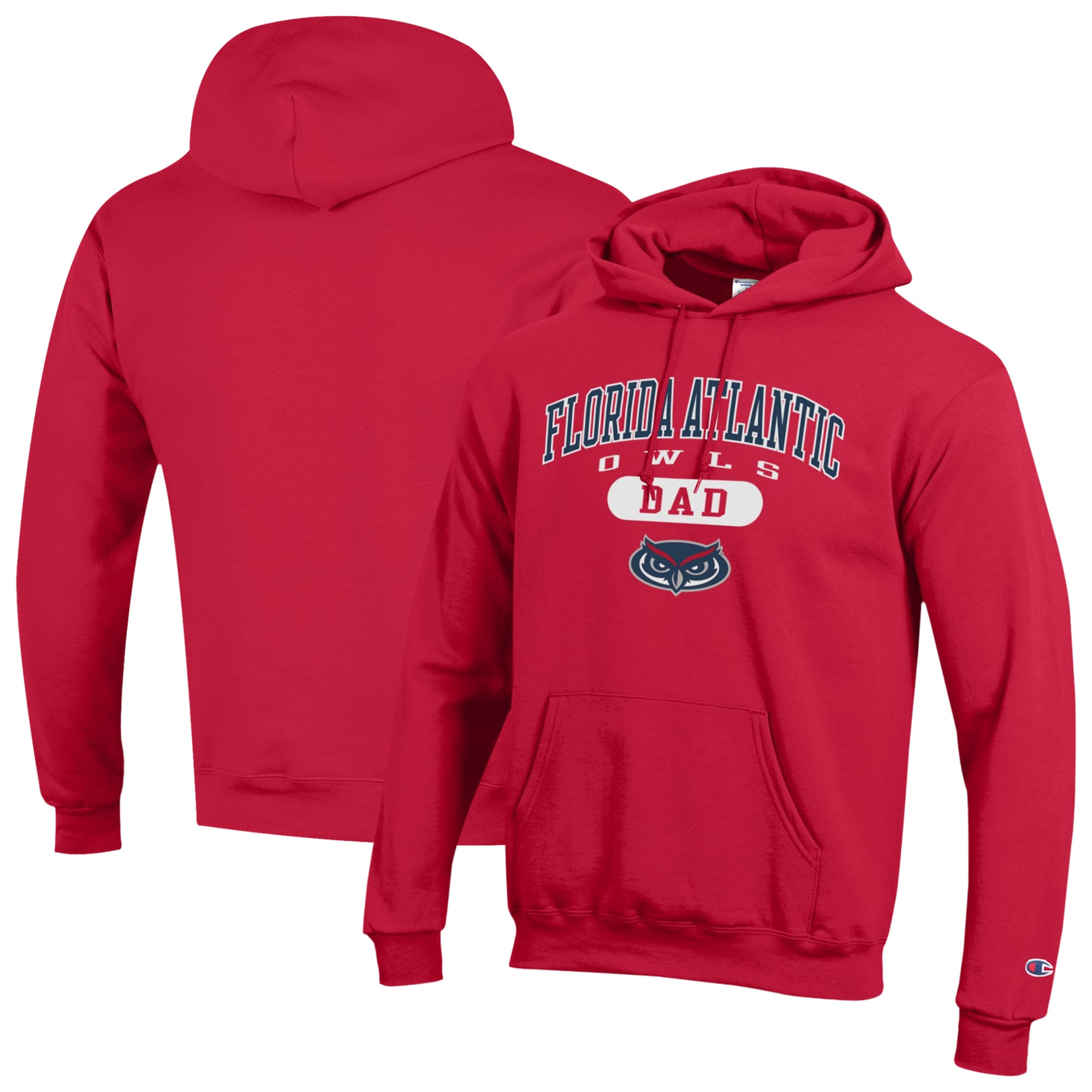 Men's Champion Red Florida Atlantic Owls Dad Pill Box Eco Powerblend Hoodie