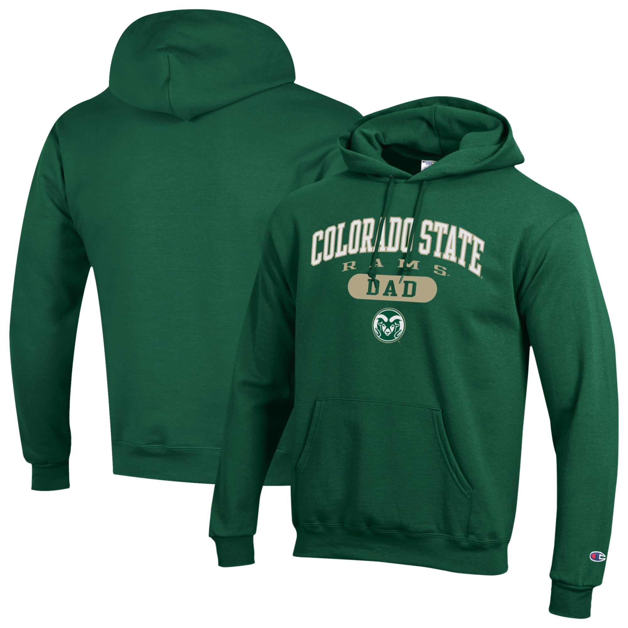 Men's Champion Green Colorado State Rams Dad Pill Box Eco Powerblend Hoodie