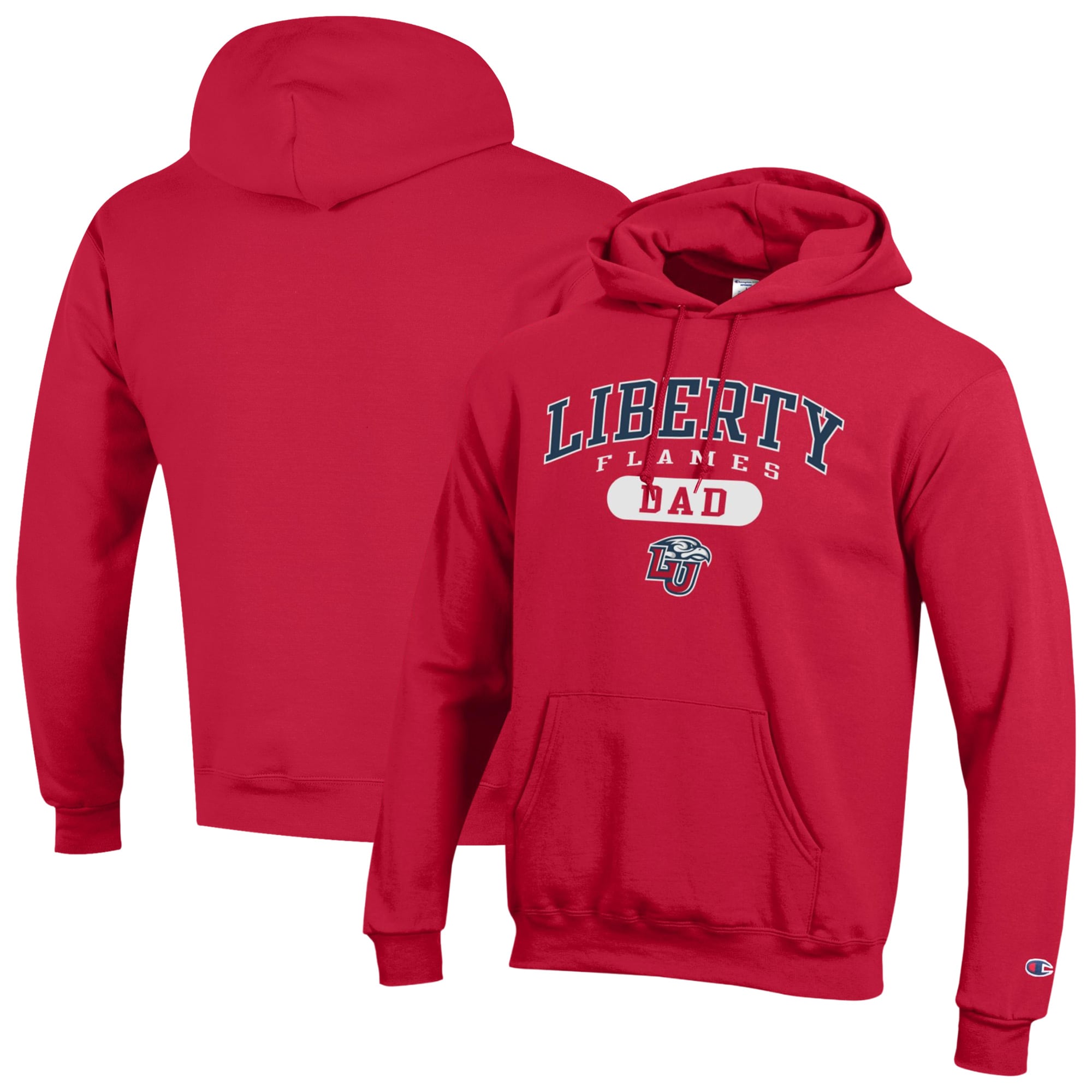 Men's Champion Red Liberty Flames Dad Pill Box Eco Powerblend Hoodie