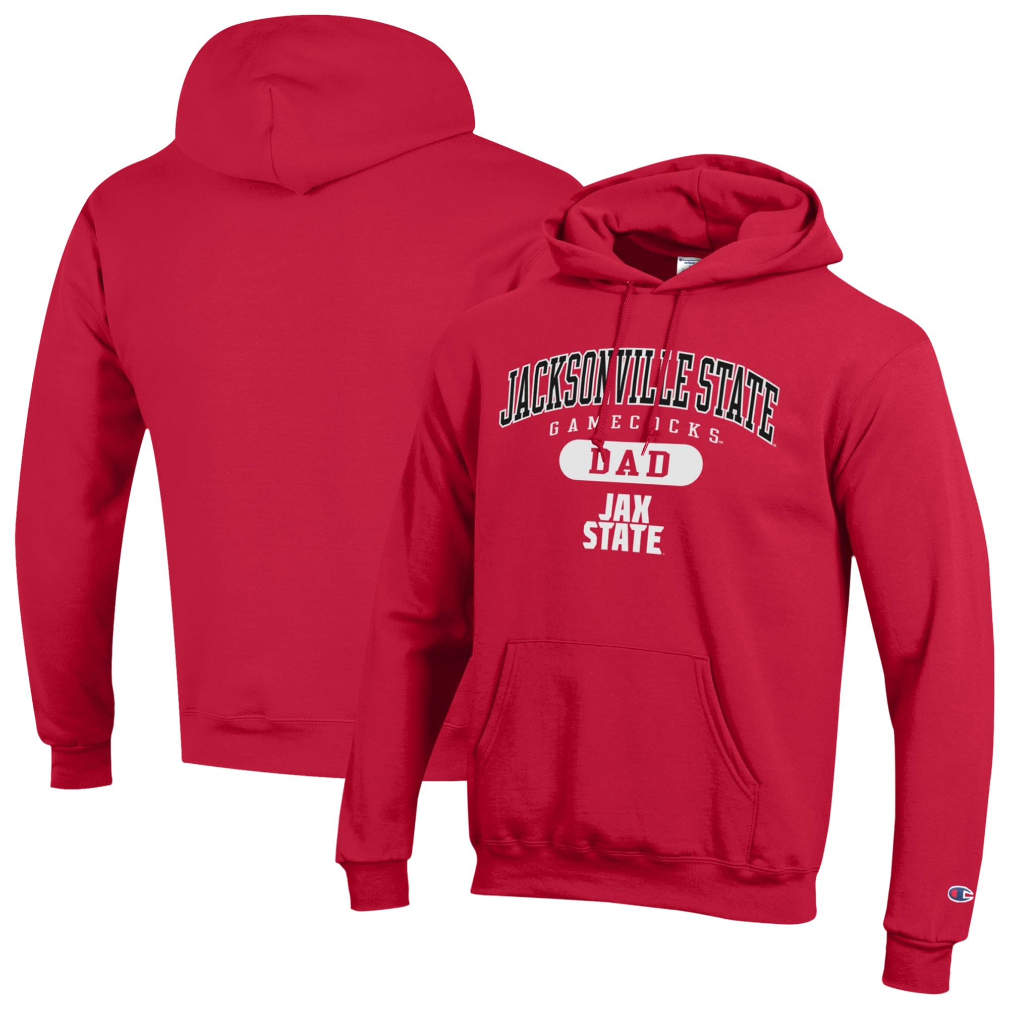 Men's Champion Red Jacksonville State Gamecocks Dad Pill Box Eco Powerblend Hoodie