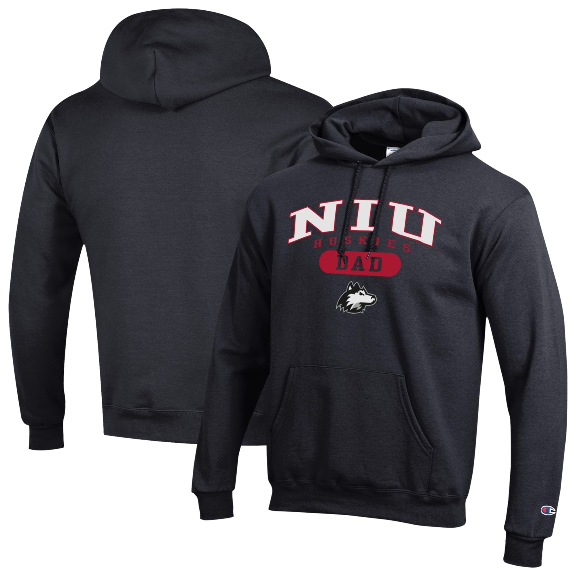 Men's Champion Black Northern Illinois Huskies Dad Pill Box Eco Powerblend Hoodie