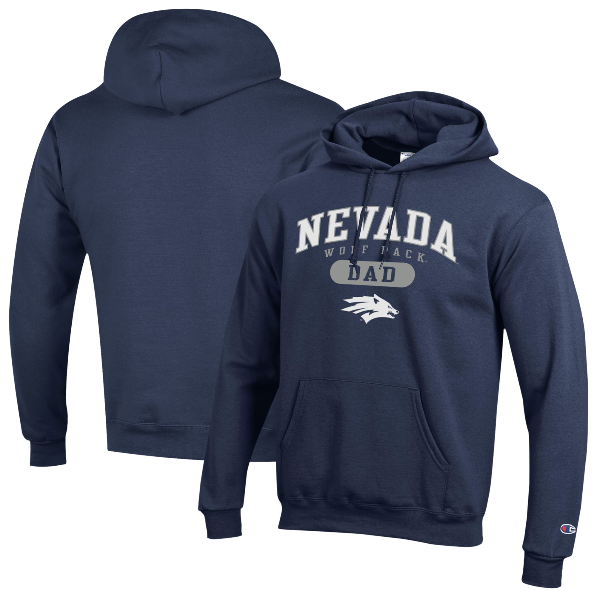 Men's Champion Navy Nevada Wolf Pack Dad Pill Box Eco Powerblend Hoodie