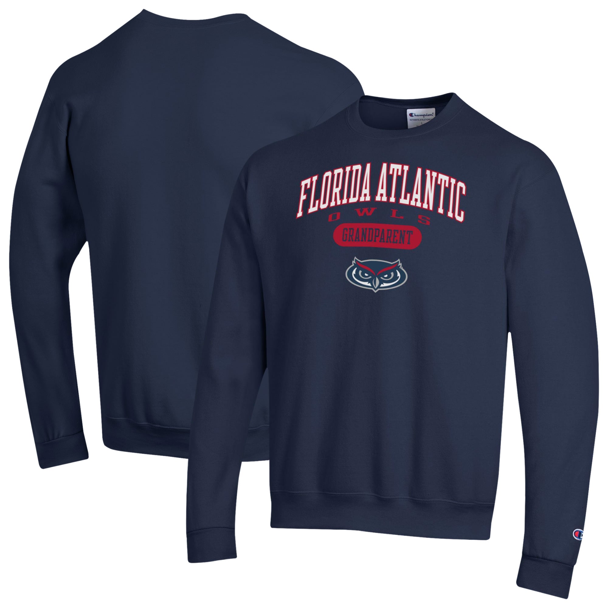 Unisex Champion Navy Florida Atlantic Owls Grandparent Pill Box Eco Powerblend Sweatshirt