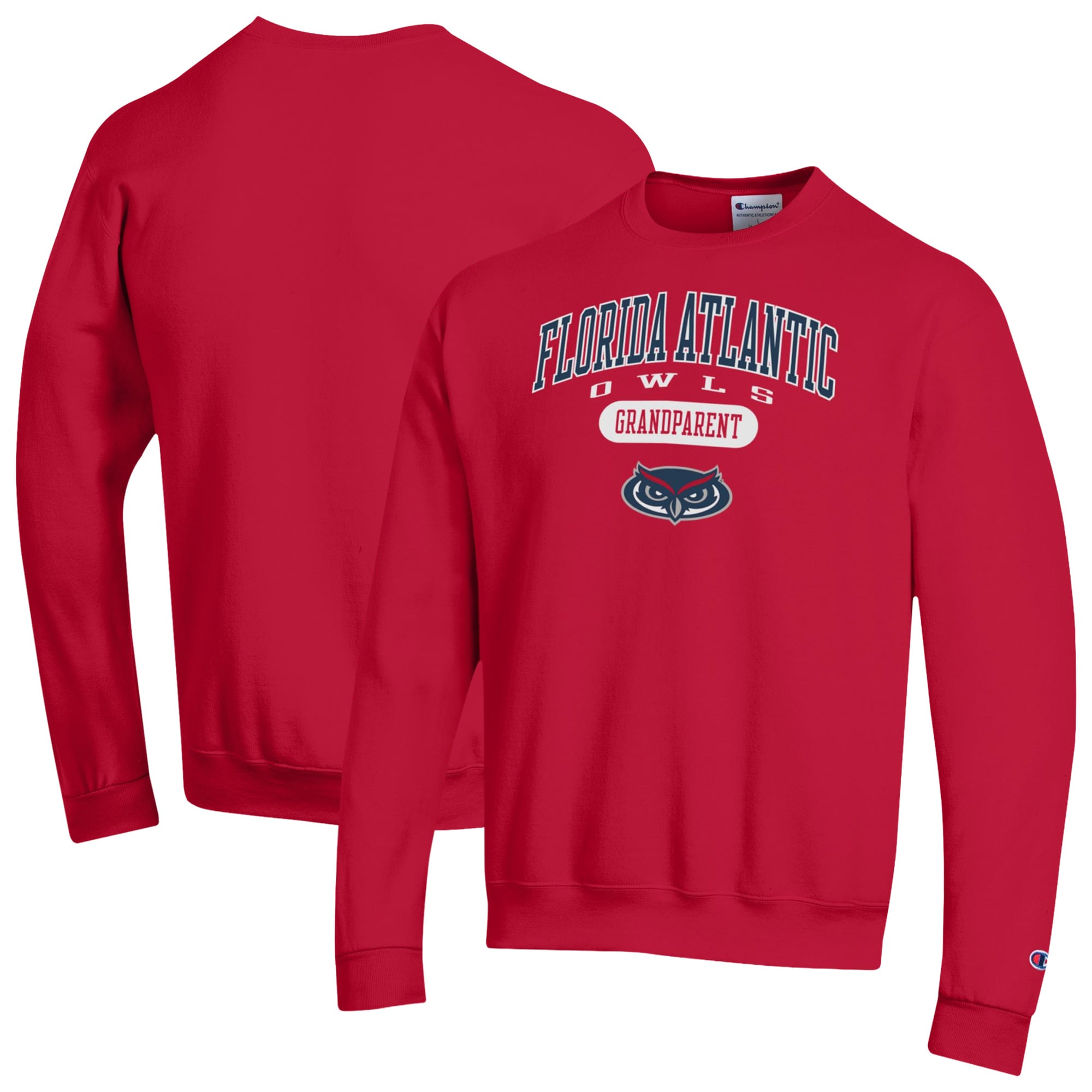 Unisex Champion Red Florida Atlantic Owls Grandparent Pill Box Eco Powerblend Sweatshirt