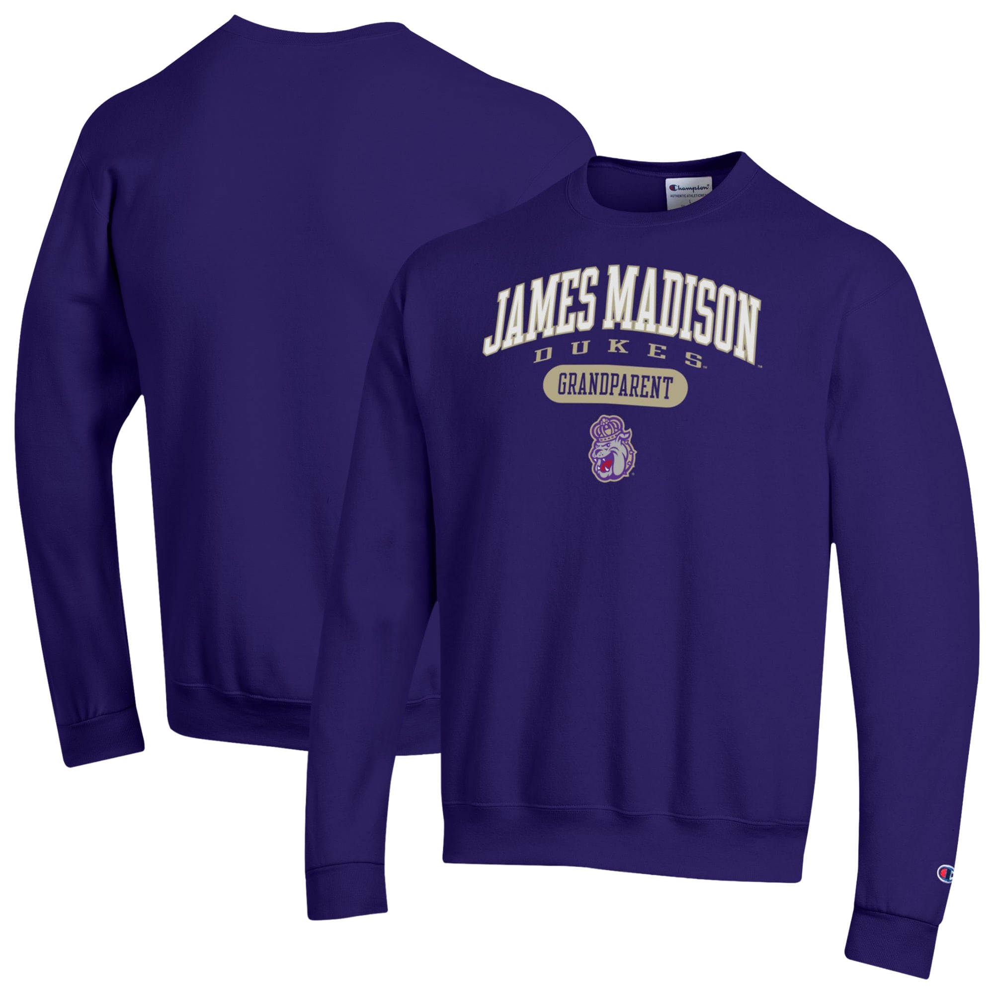 Unisex Champion Purple James Madison Dukes Grandparent Pill Box Eco Powerblend Sweatshirt