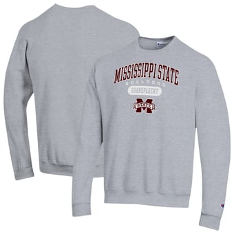 Unisex Champion Gray Mississippi State Bulldogs Grandparent Pill Box Eco Powerblend Sweatshirt