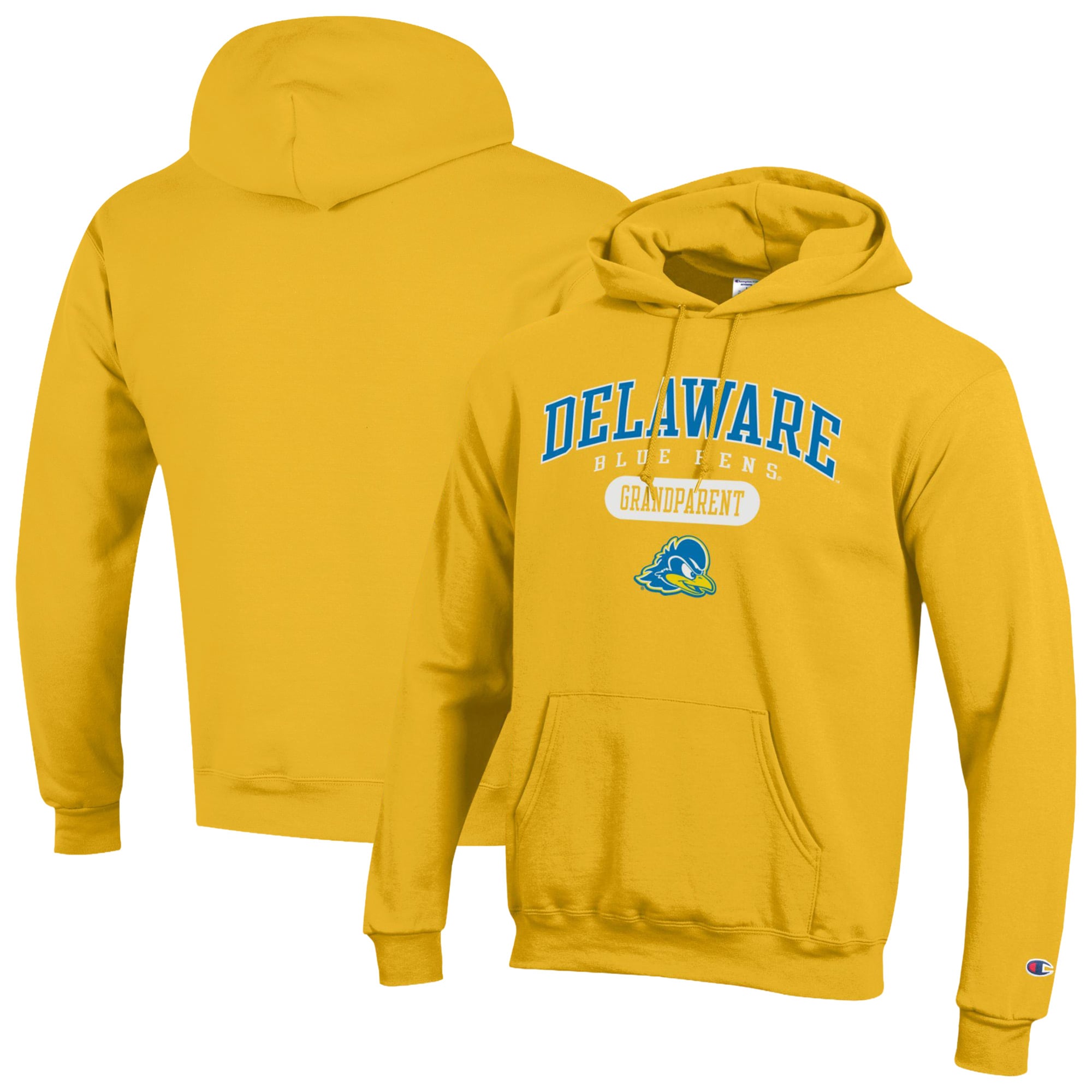 Unisex Champion Gold Delaware Fightin' Blue Hens Grandparent Pill Box Eco Powerblend Hoodie