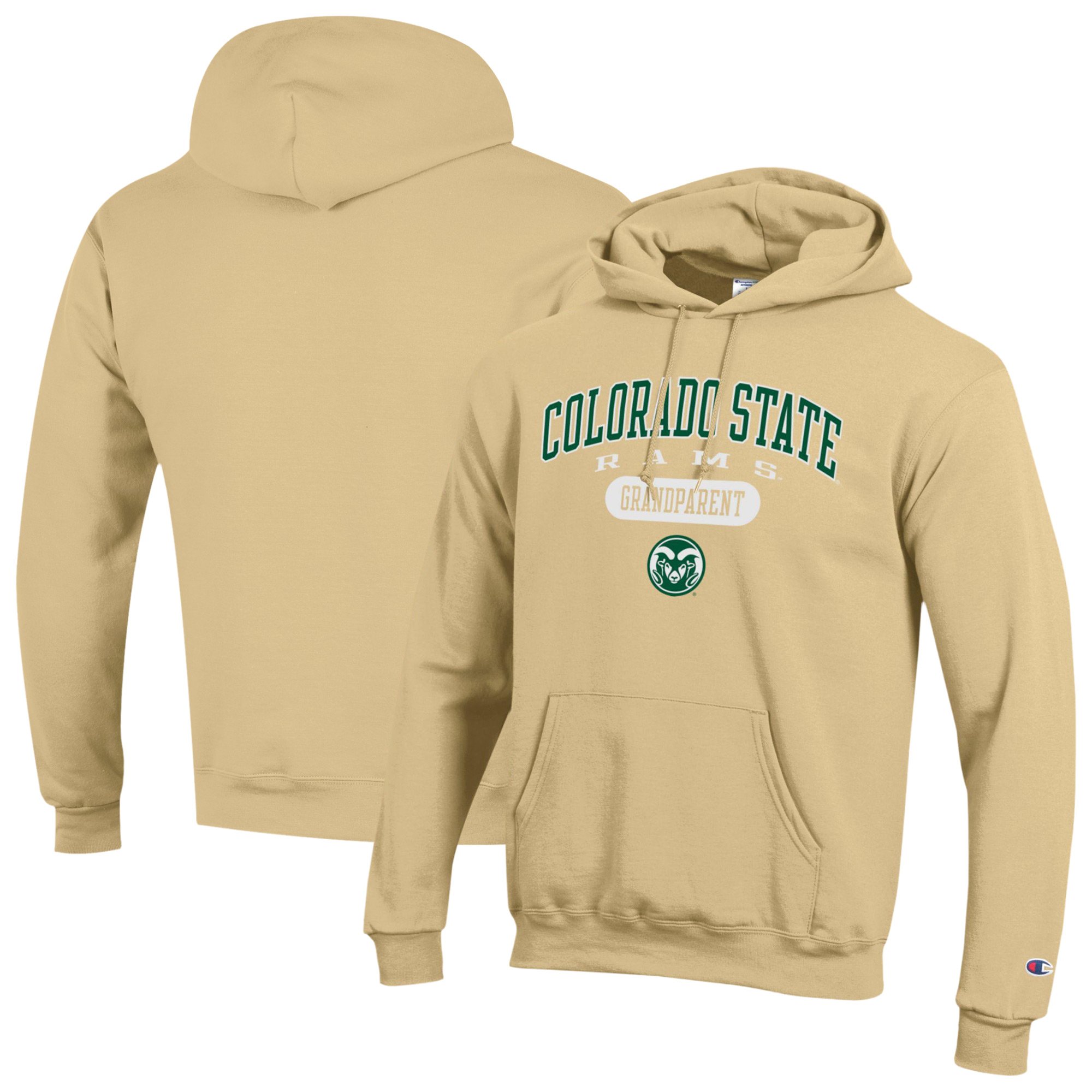 Unisex Champion Gold Colorado State Rams Grandparent Pill Box Eco Powerblend Hoodie