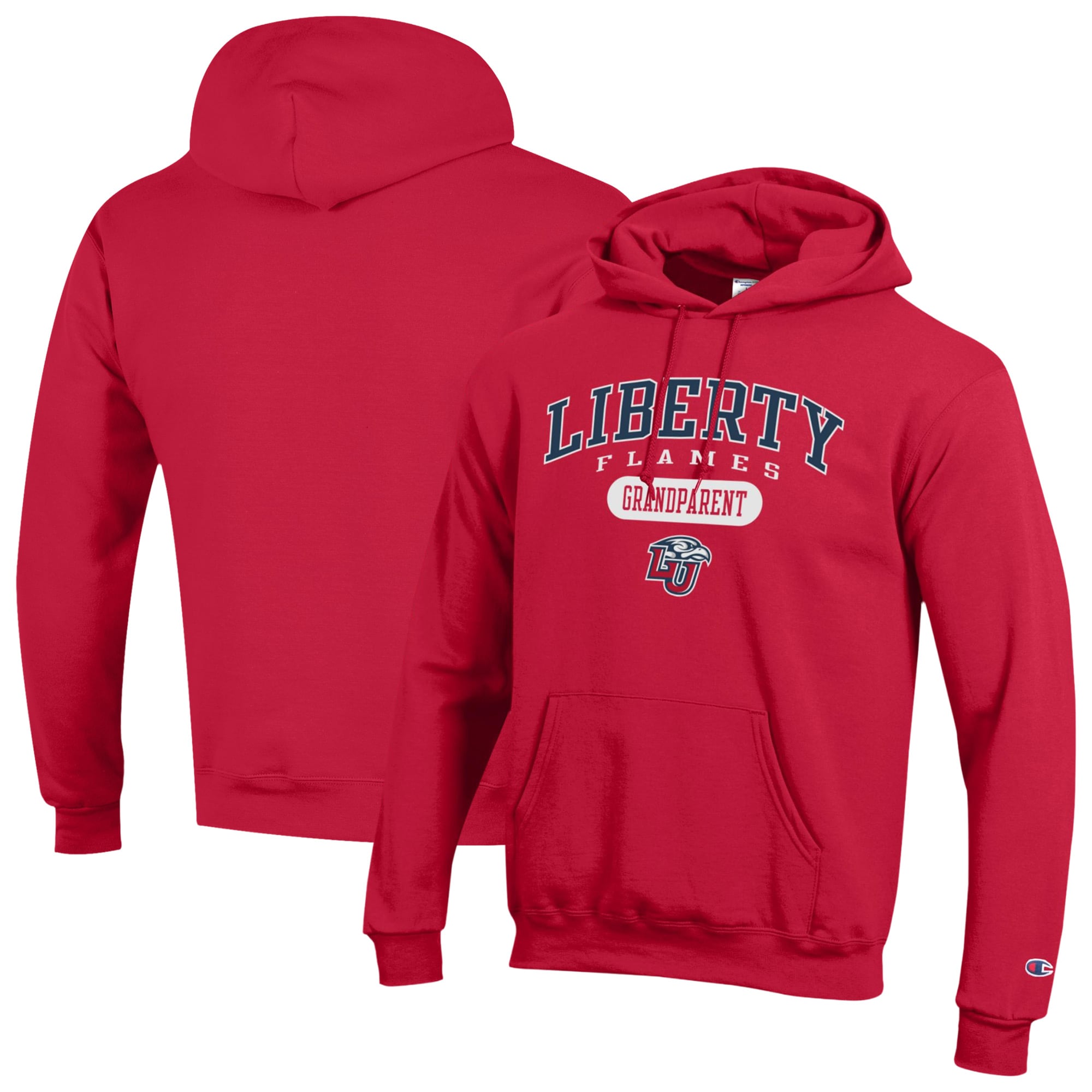 Unisex Champion Red Liberty Flames Grandparent Pill Box Eco Powerblend Hoodie