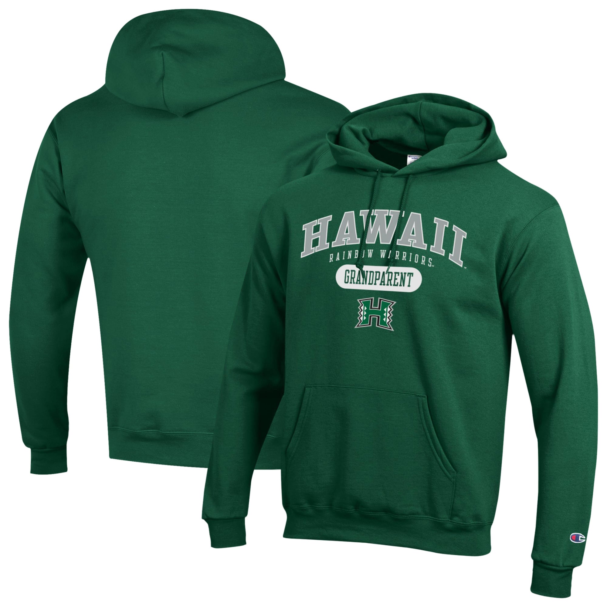 Unisex Champion Green Hawaii Rainbow Warriors Grandparent Pill Box Eco Powerblend Hoodie