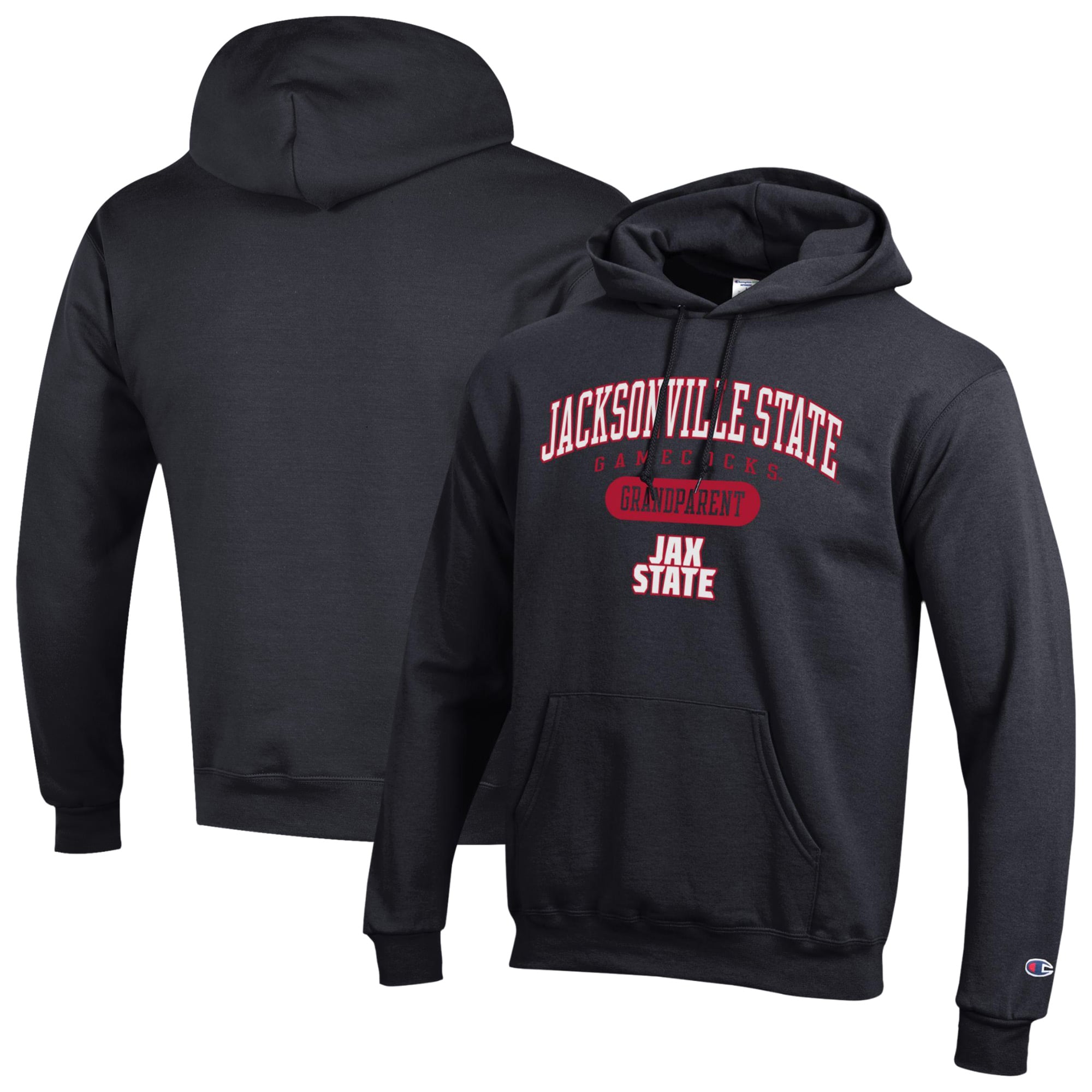 Unisex Champion Black Jacksonville State Gamecocks Grandparent Pill Box Eco Powerblend Hoodie