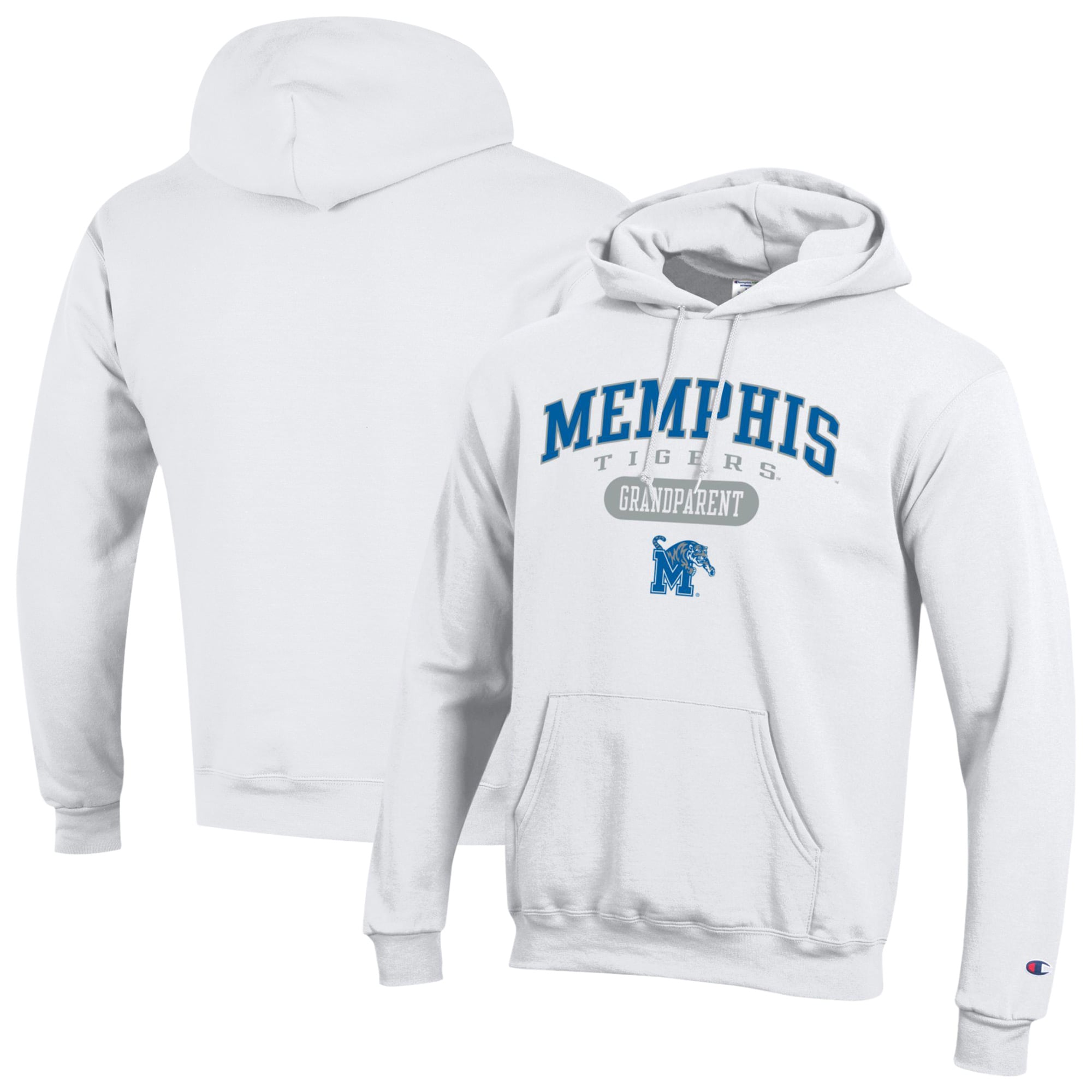 Unisex Champion White Memphis Tigers Grandparent Pill Box Eco Powerblend Hoodie