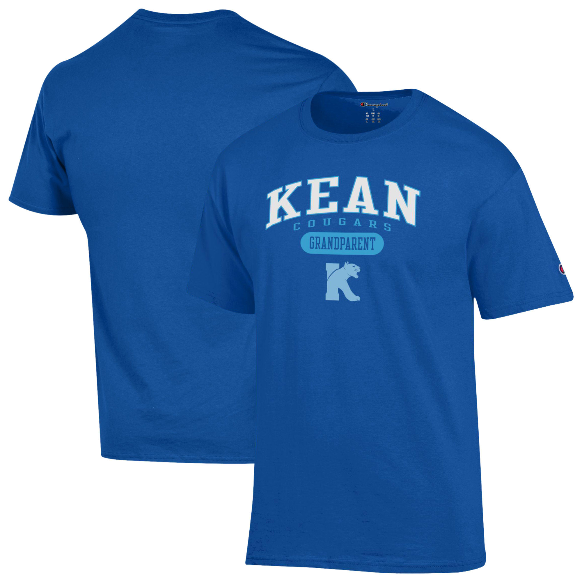 Unisex Champion Blue Kean University Cougars Grandparent Pill Box Jersey T-Shirt