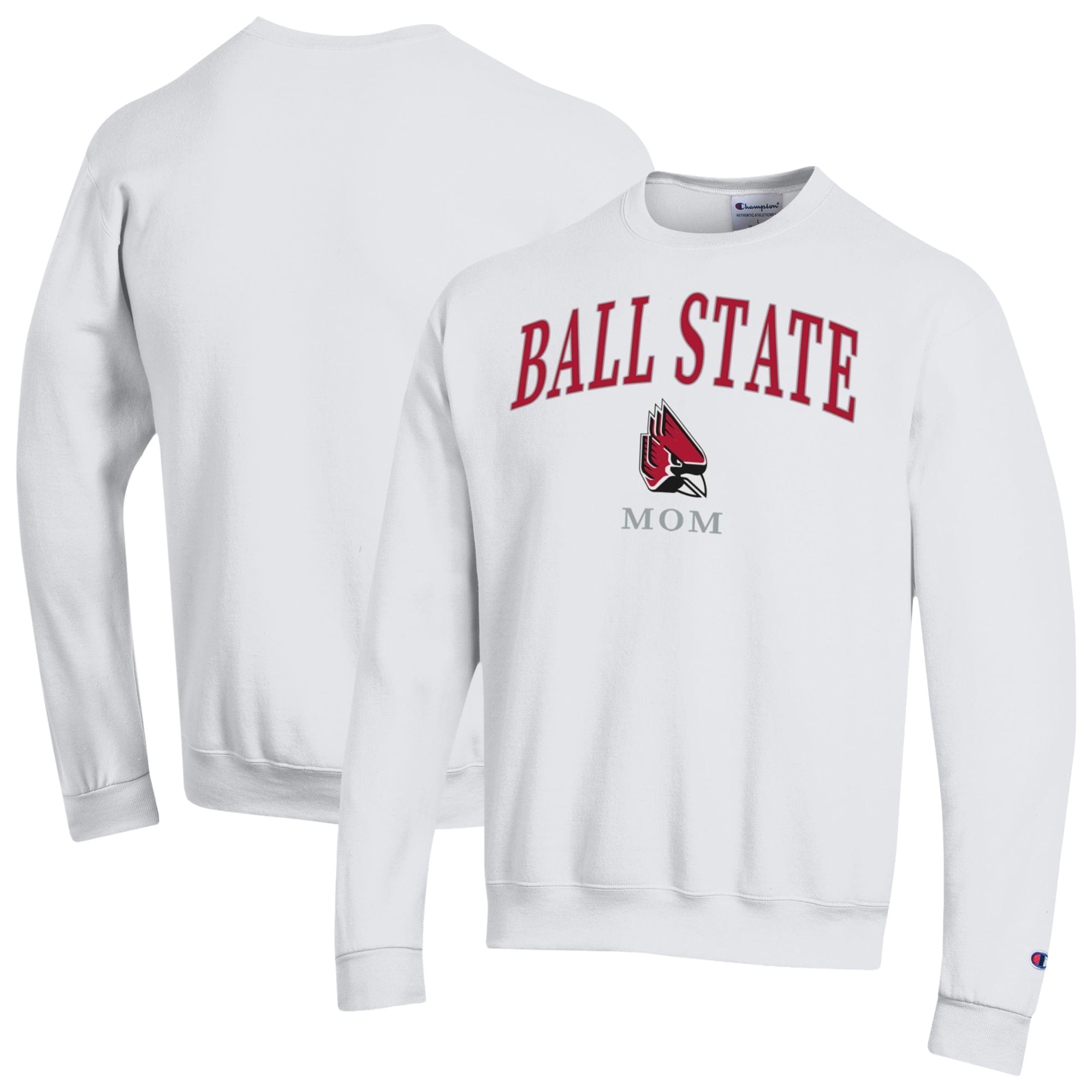 Women's Champion  White Ball State Cardinals Arch Mom Eco Powerblend Sweatshirt