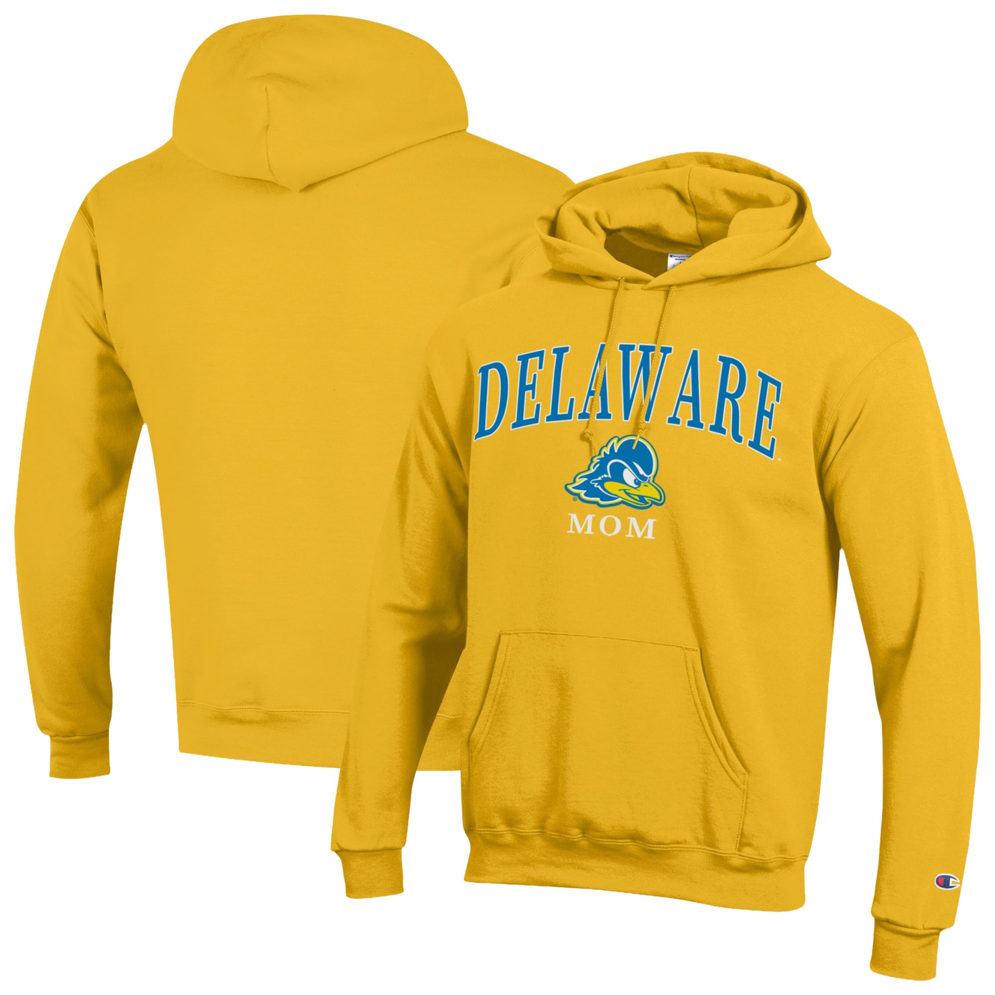 Women's Champion  Yellow Delaware Fightin' Blue Hens Arch Mom Eco Powerblend Hoodie