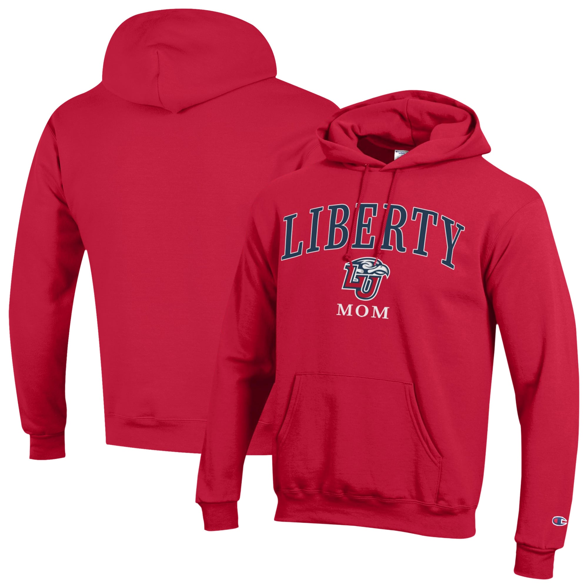 Women's Champion  Red Liberty Flames Arch Mom Eco Powerblend Hoodie
