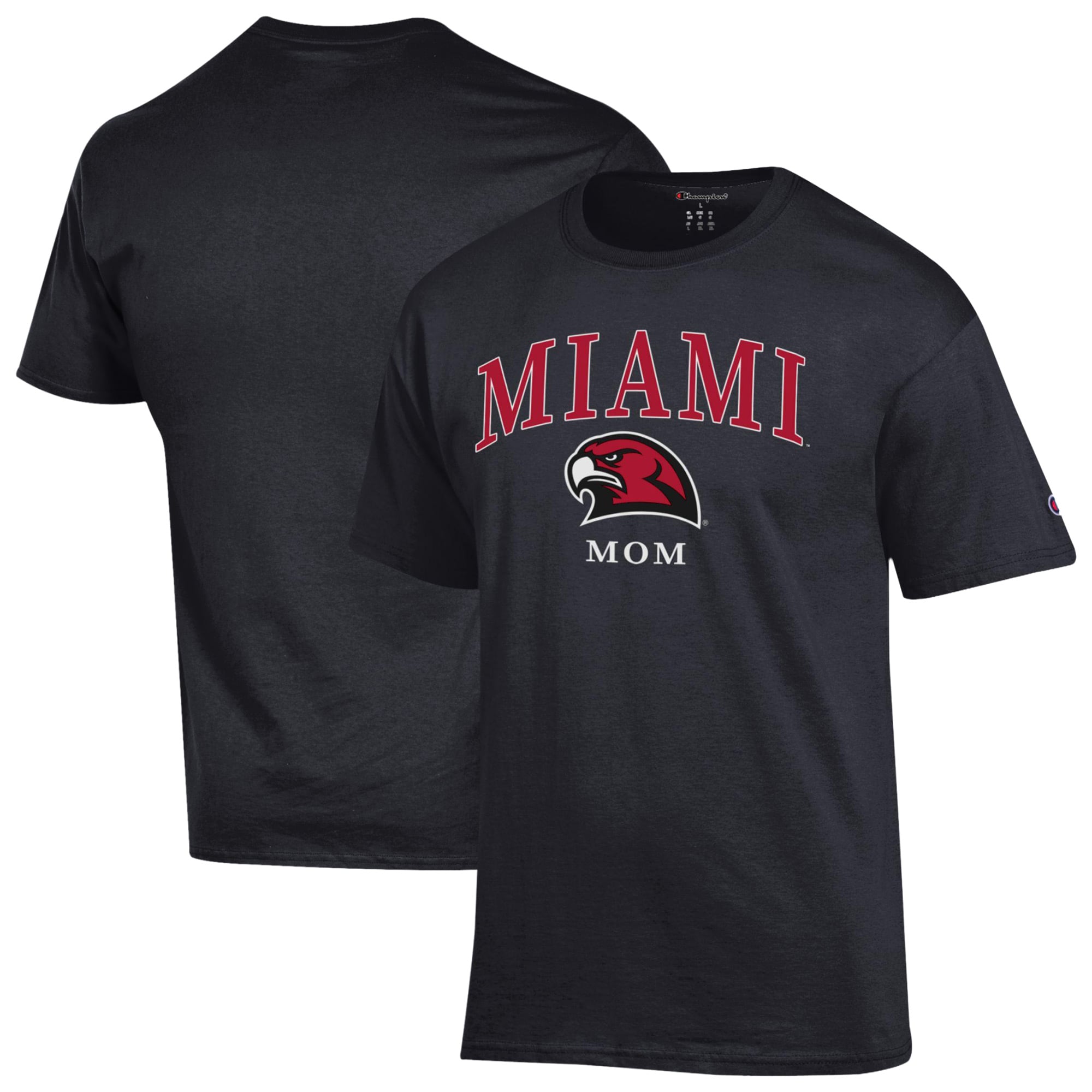 Women's Champion  Black Miami University RedHawks Arch Mom Jersey T-Shirt