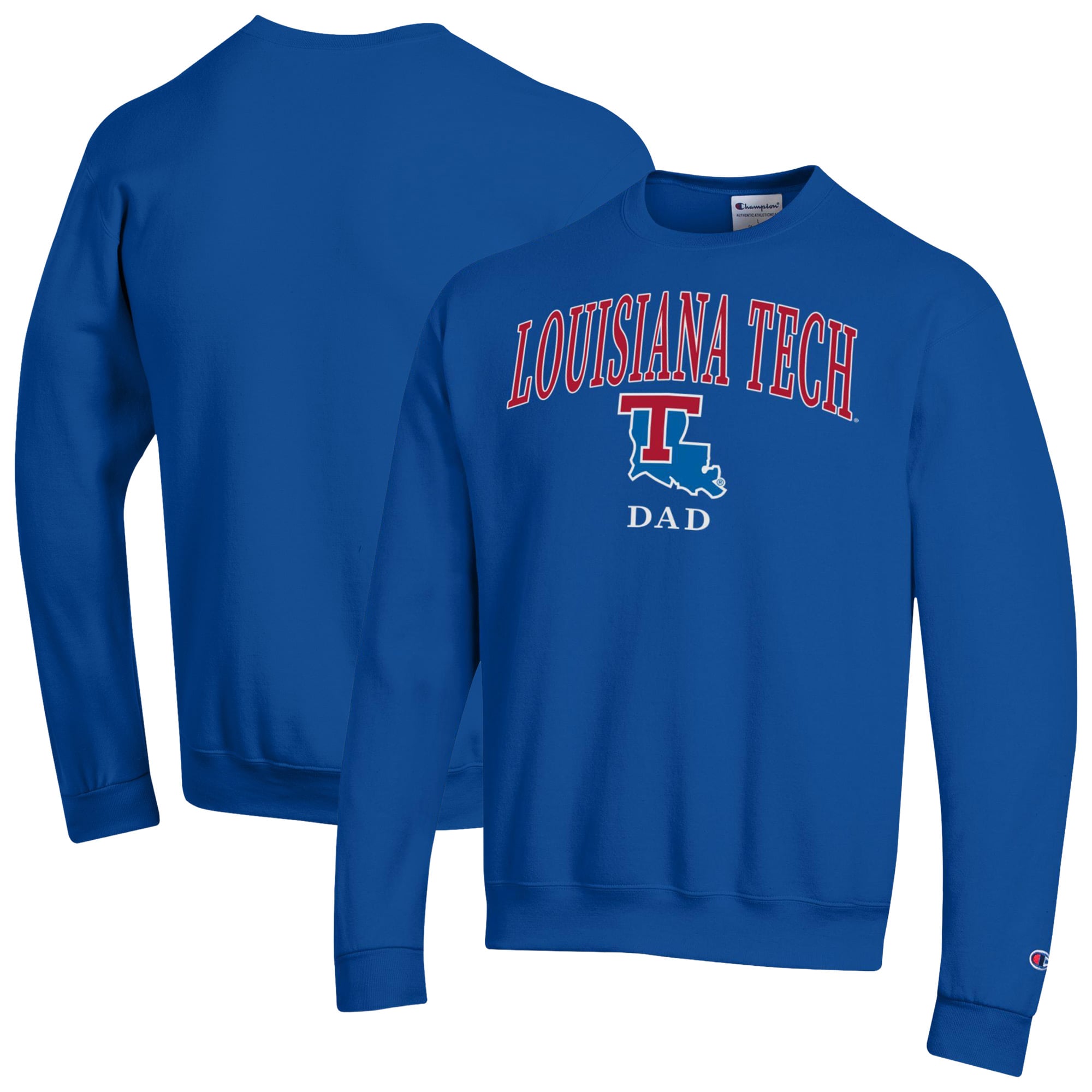 Men's Champion  Blue Louisiana Tech Bulldogs Arch Dad Eco Powerblend Sweatshirt