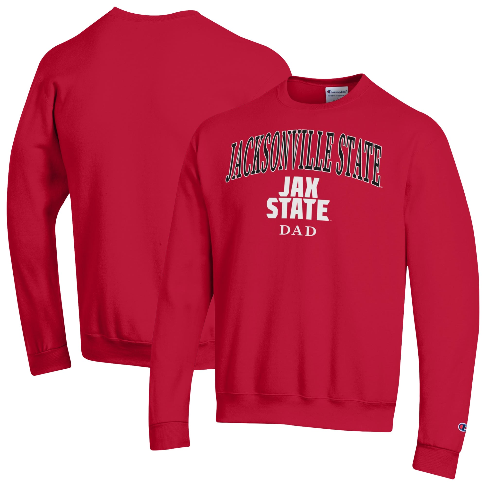 Men's Champion  Red Jacksonville State Gamecocks Arch Dad Eco Powerblend Sweatshirt
