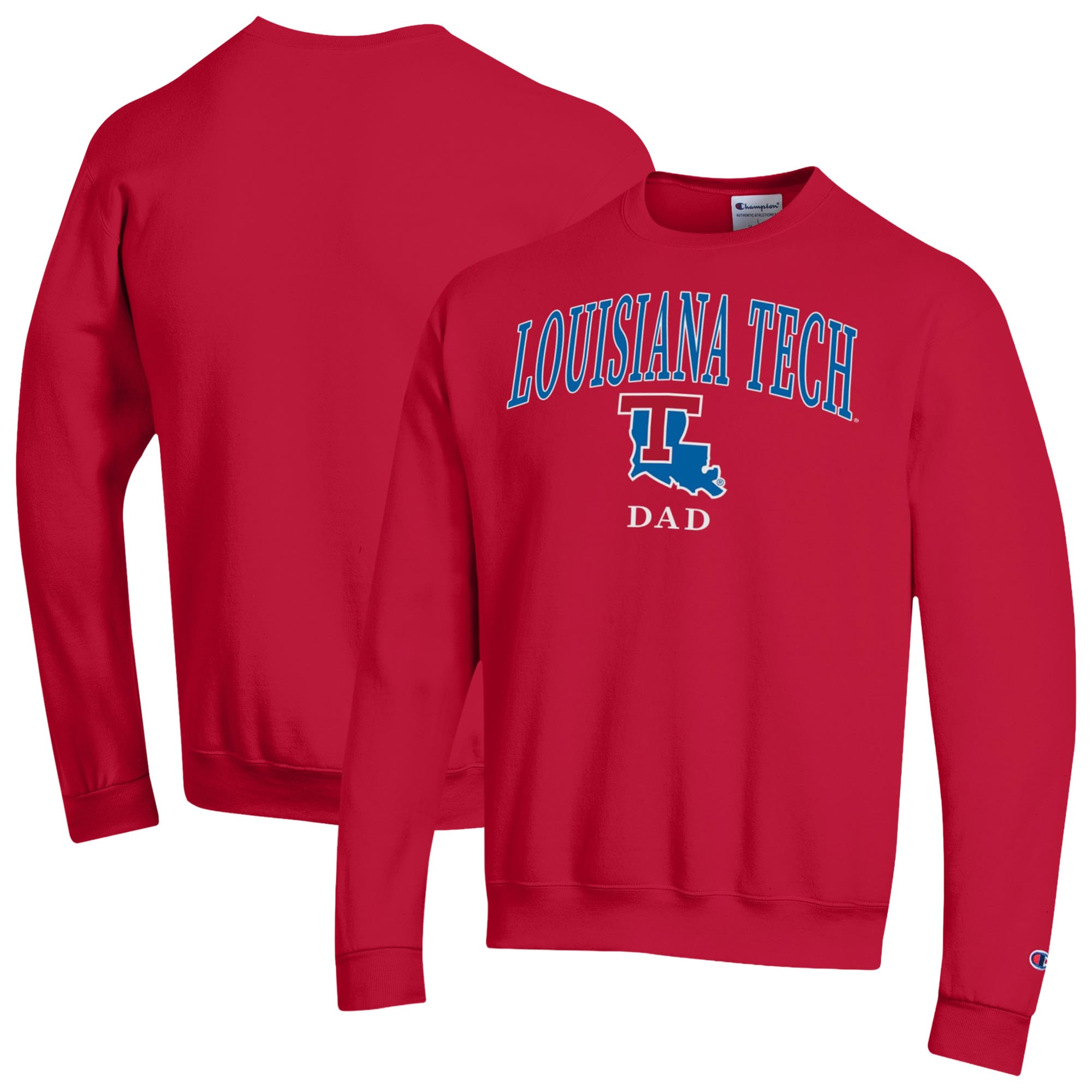 Men's Champion  Red Louisiana Tech Bulldogs Arch Dad Eco Powerblend Sweatshirt