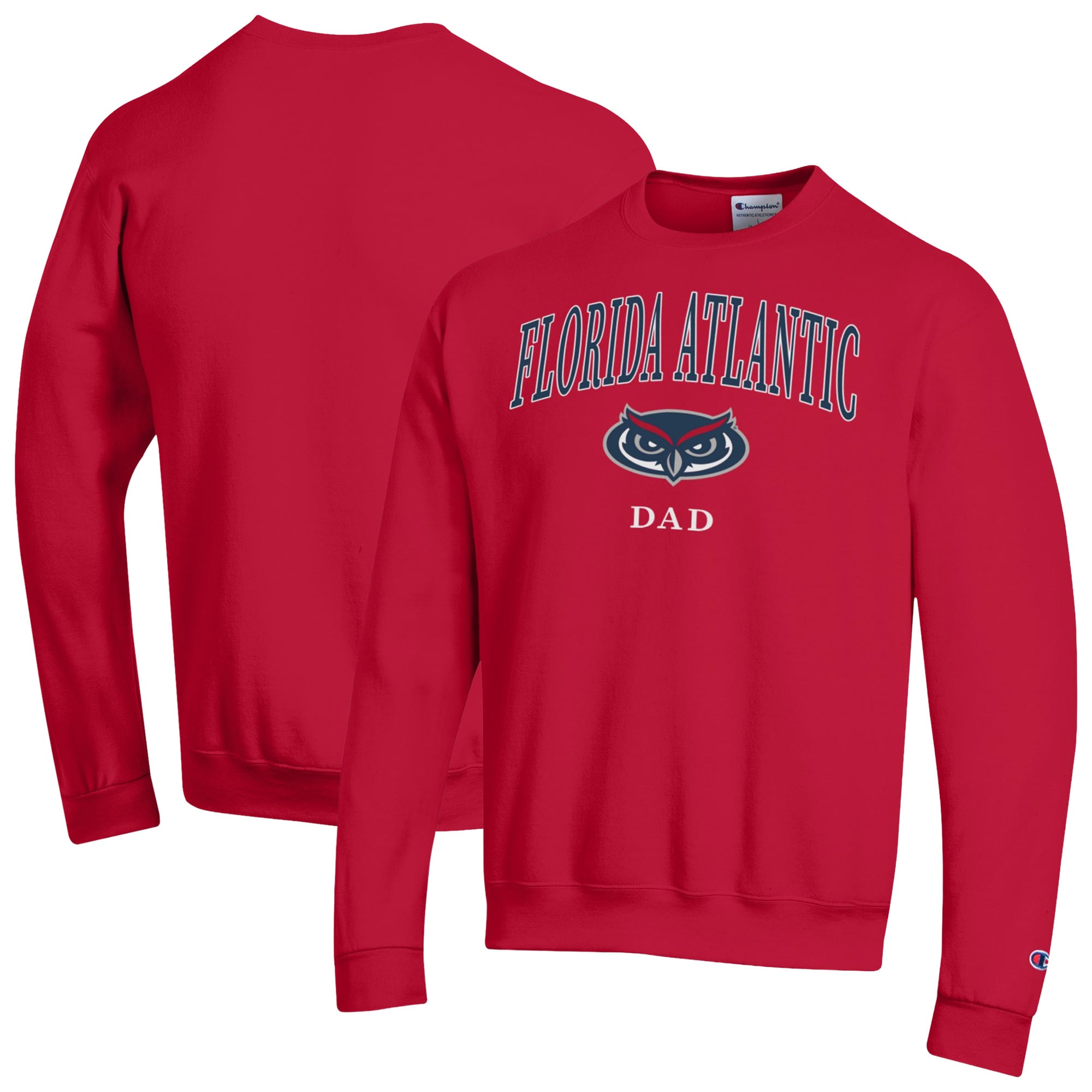Men's Champion  Red Florida Atlantic Owls Arch Dad Eco Powerblend Sweatshirt
