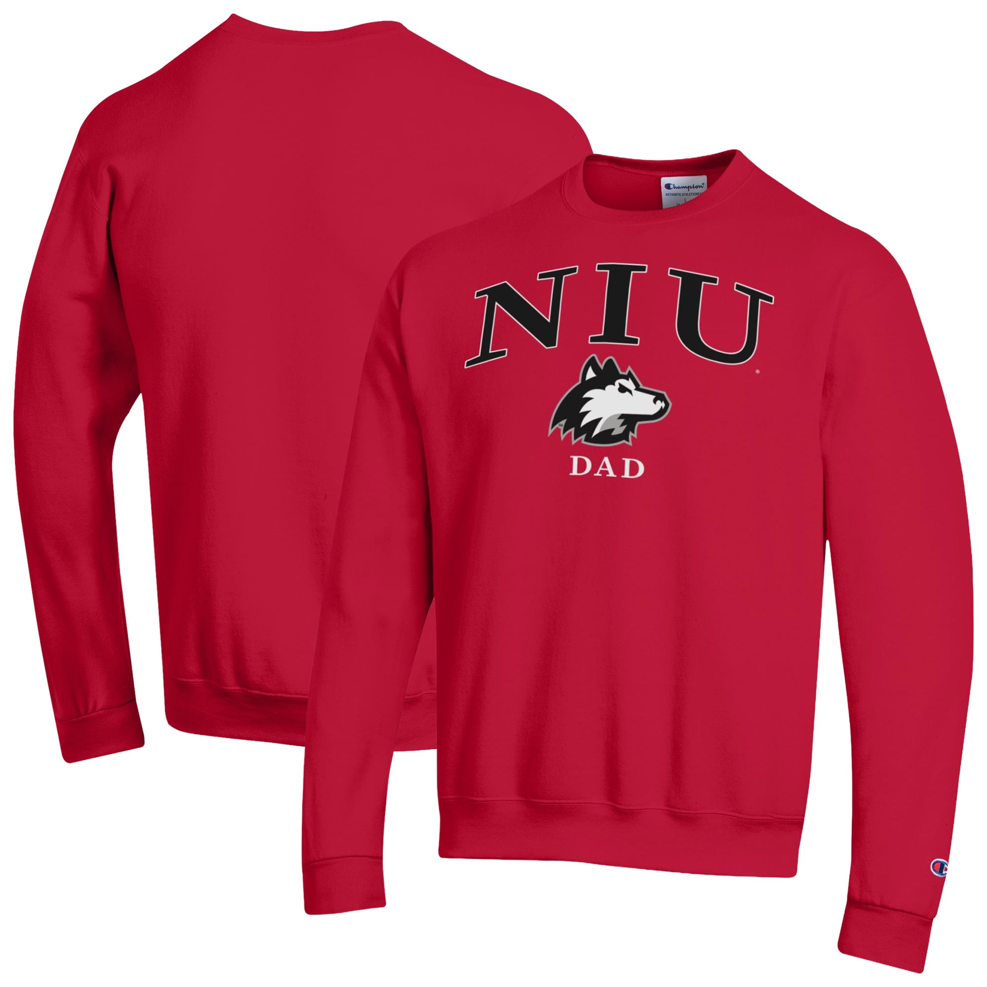 Men's Champion  Red Northern Illinois Huskies Arch Dad Eco Powerblend Sweatshirt