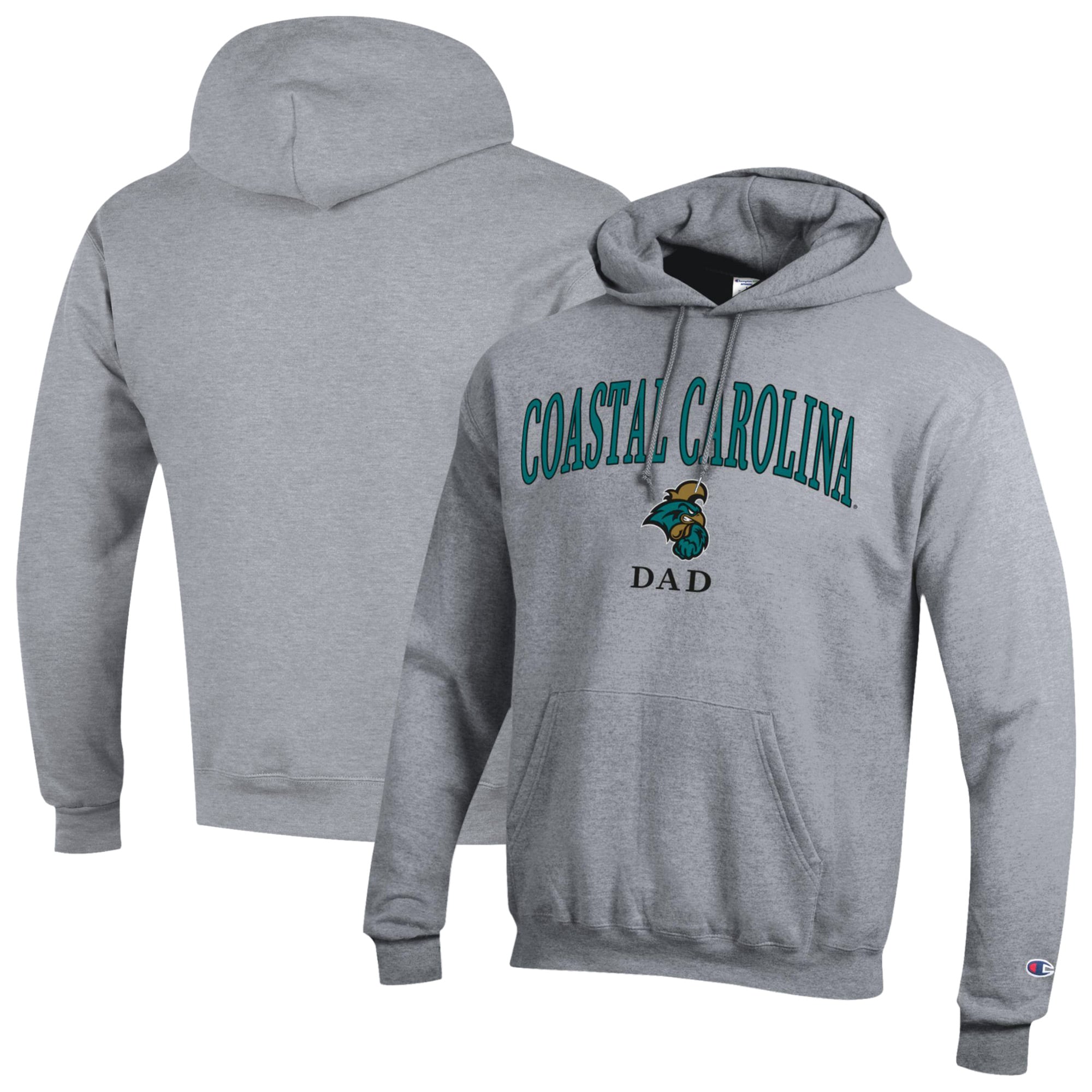 Men's Champion  Gray Coastal Carolina Chanticleers Arch Dad Eco Powerblend Hoodie