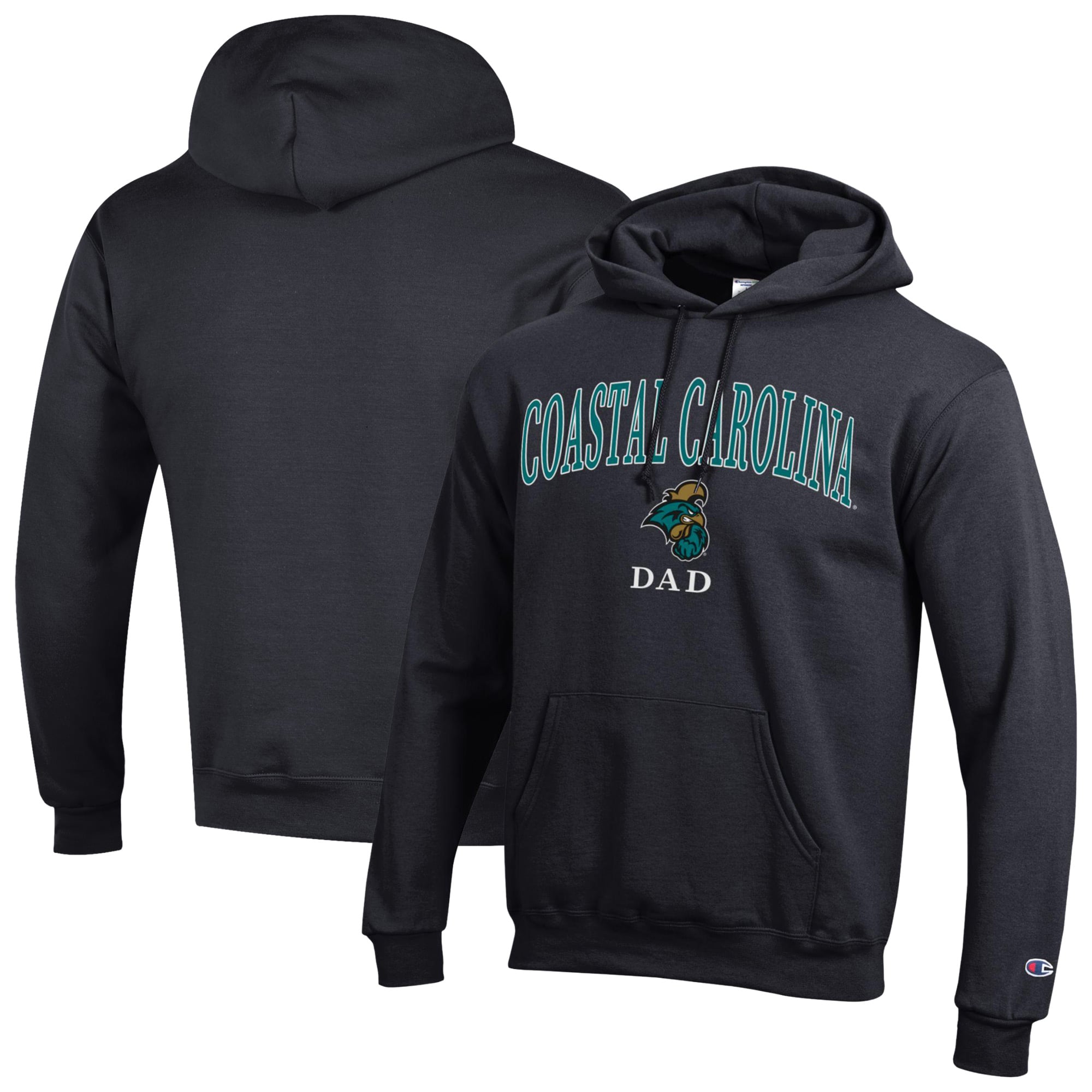 Men's Champion  Black Coastal Carolina Chanticleers Arch Dad Eco Powerblend Hoodie