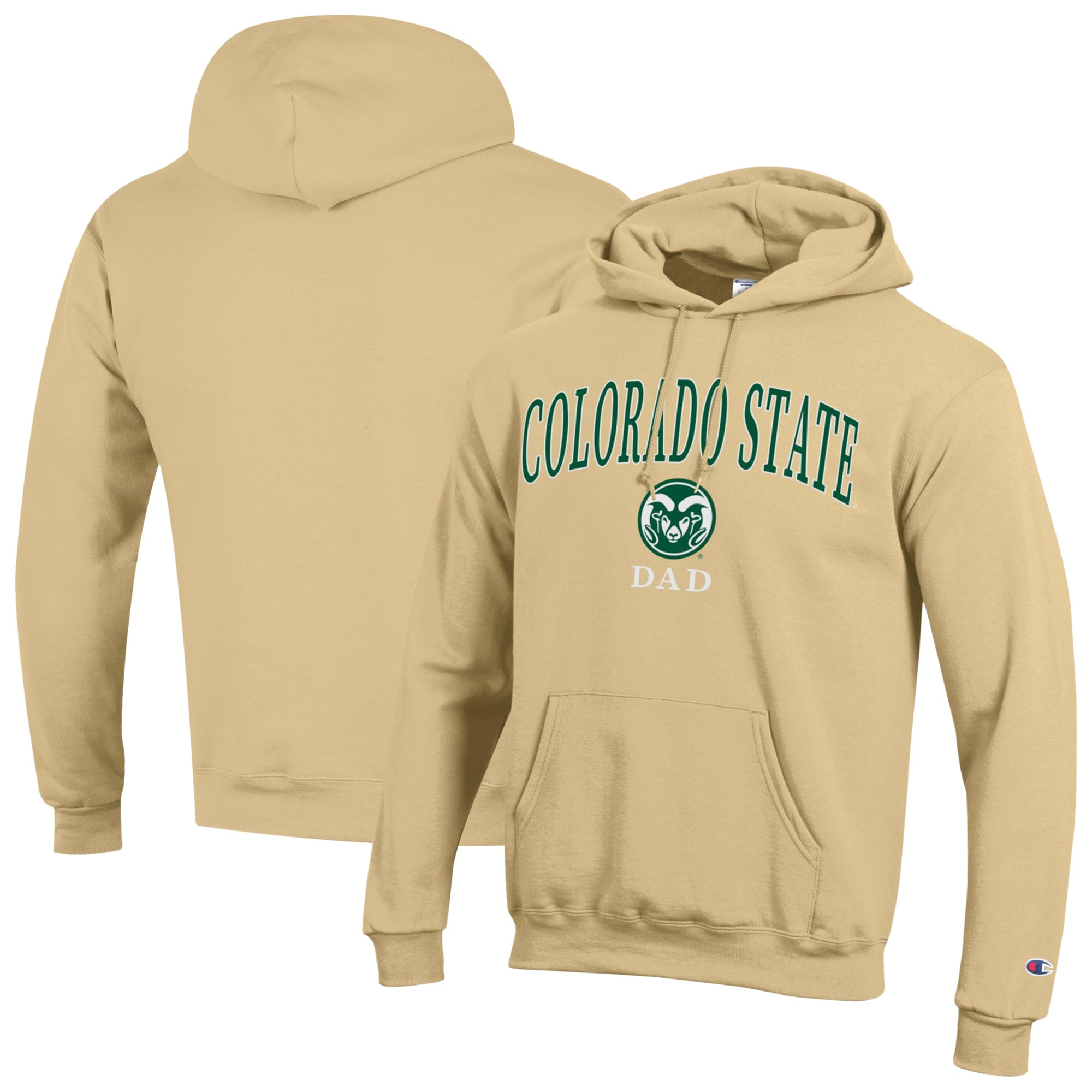 Men's Champion  Gold Colorado State Rams Arch Dad Eco Powerblend Hoodie