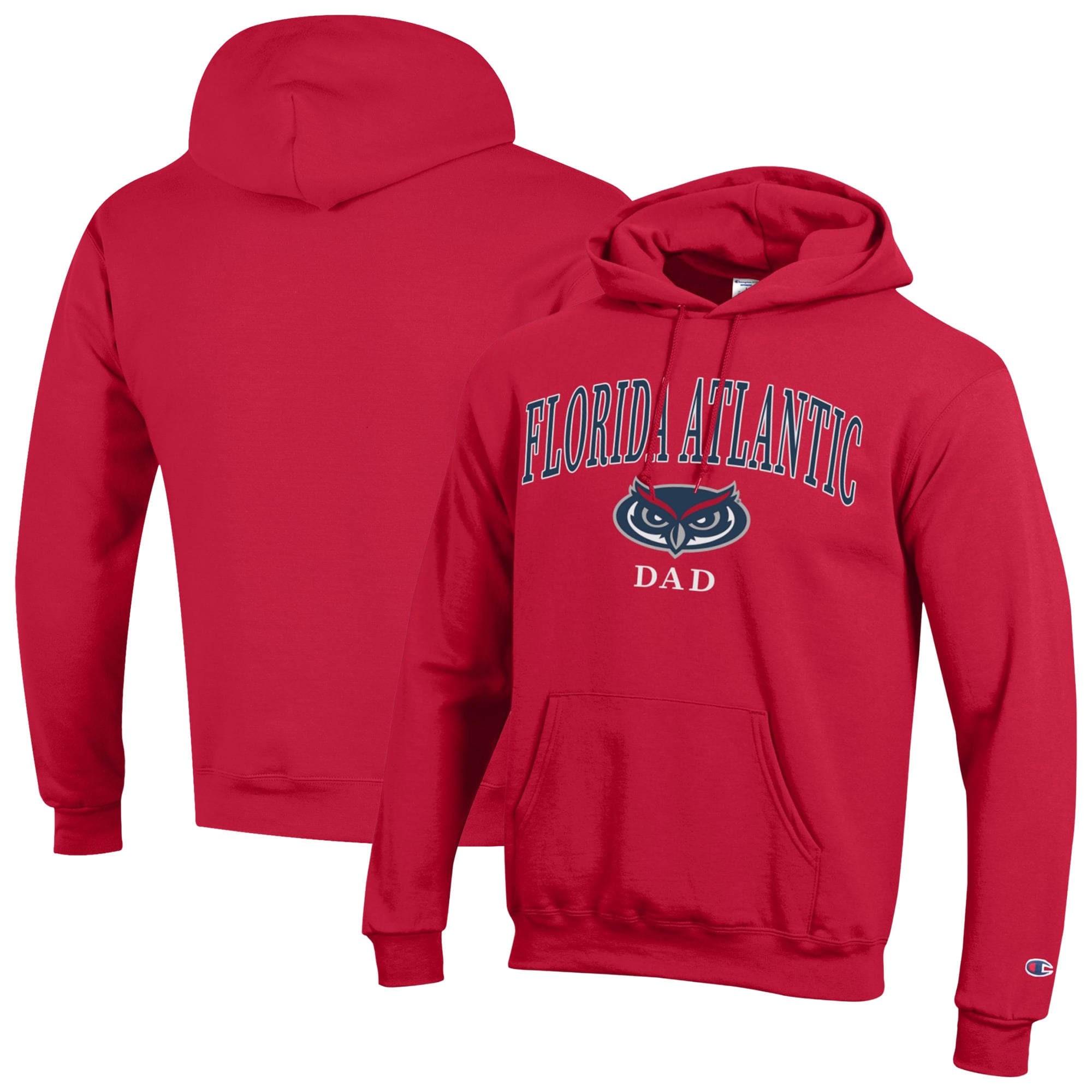 Men's Champion  Red Florida Atlantic Owls Arch Dad Eco Powerblend Hoodie