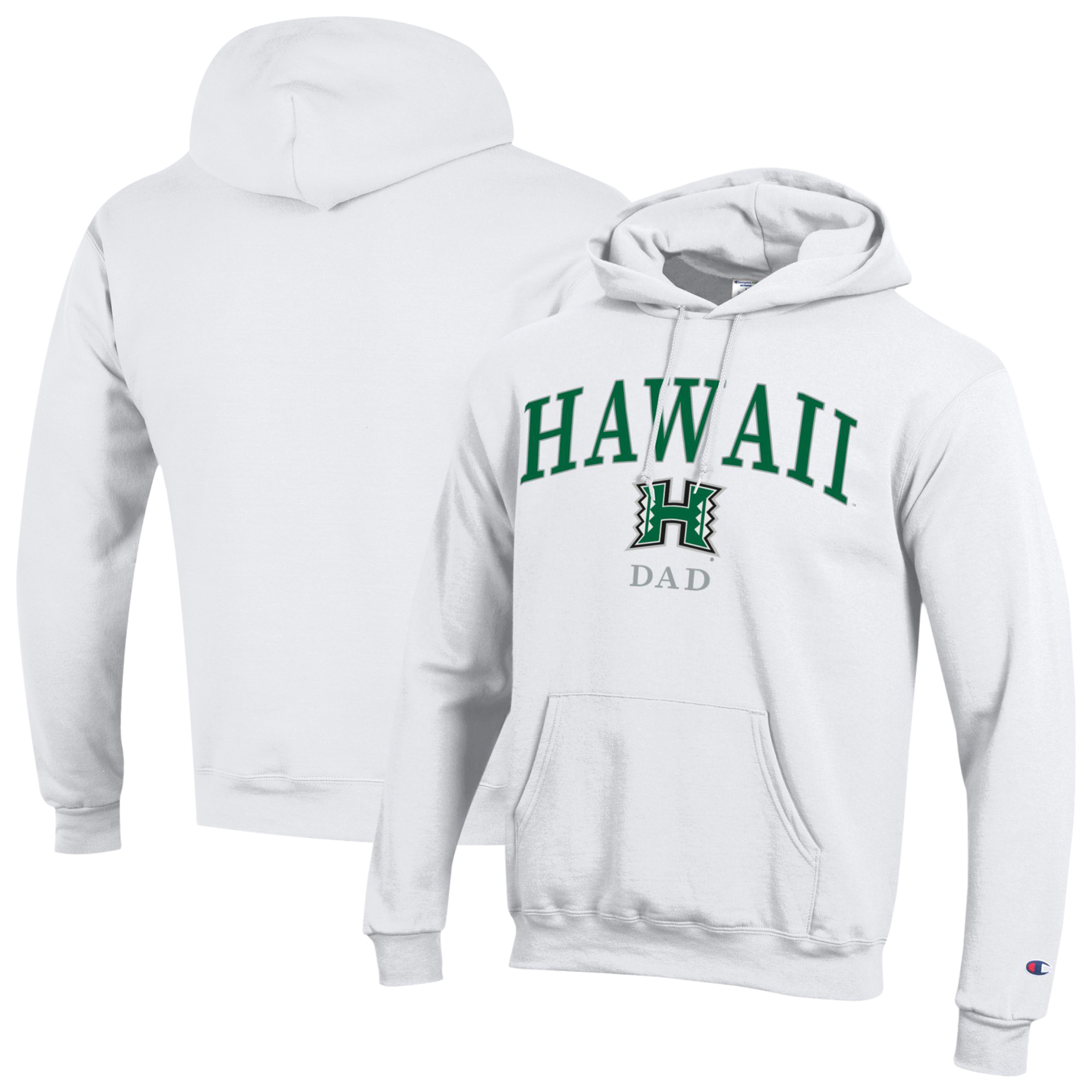 Men’s Champion White Hawaii Rainbow Warriors Arch Dad Eco Powerblend Hoodie Men’s Champion White Hawaii Rainbow Warriors Arch Dad Eco Powerblend Hoodie