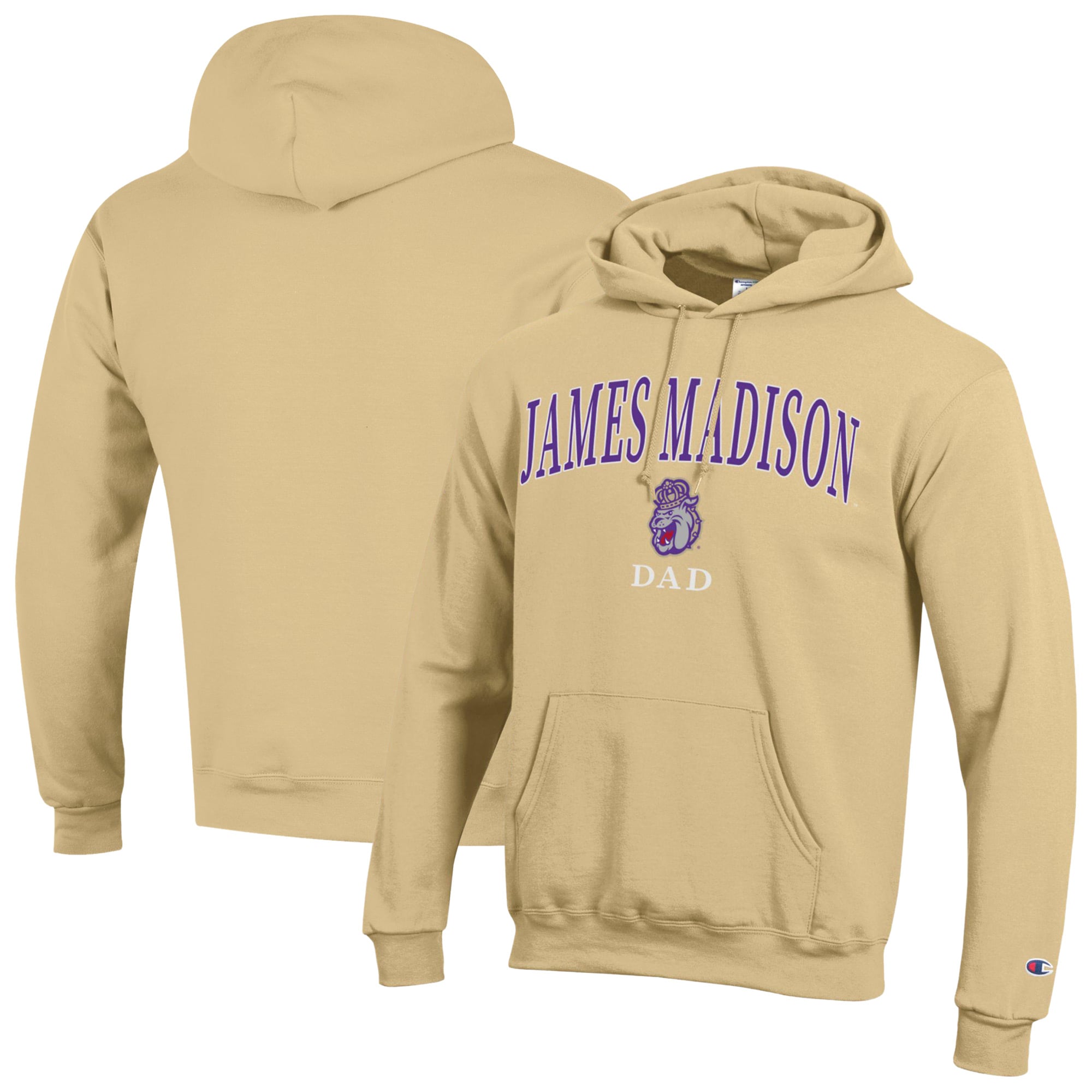Men's Champion  Yellow James Madison Dukes Arch Dad Eco Powerblend Hoodie