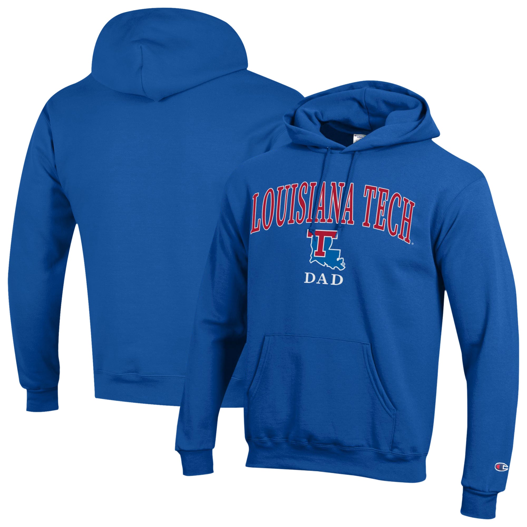 Men's Champion  Royal Louisiana Tech Bulldogs Arch Dad Eco Powerblend Hoodie