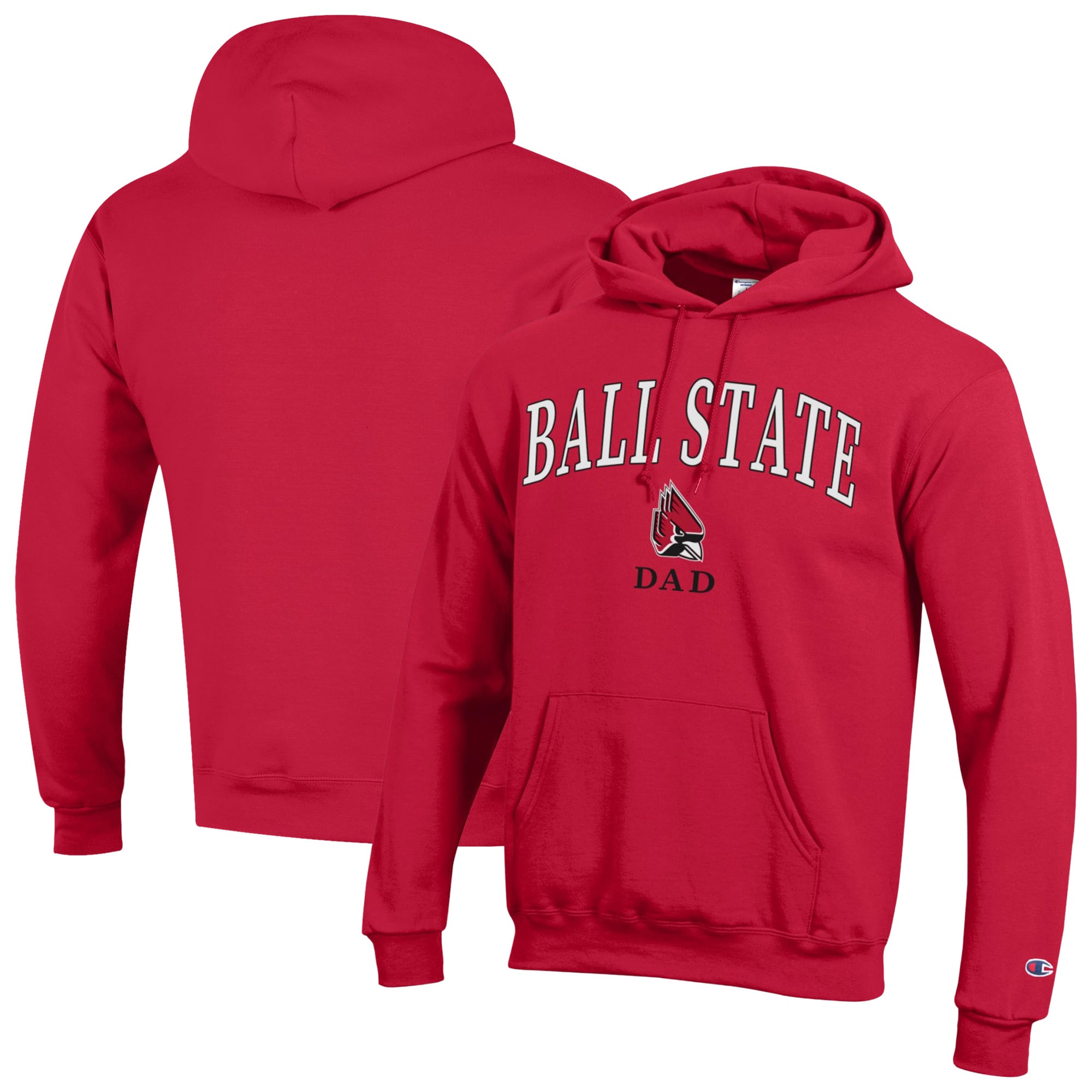 Men's Champion  Red Ball State Cardinals Arch Dad Eco Powerblend Hoodie